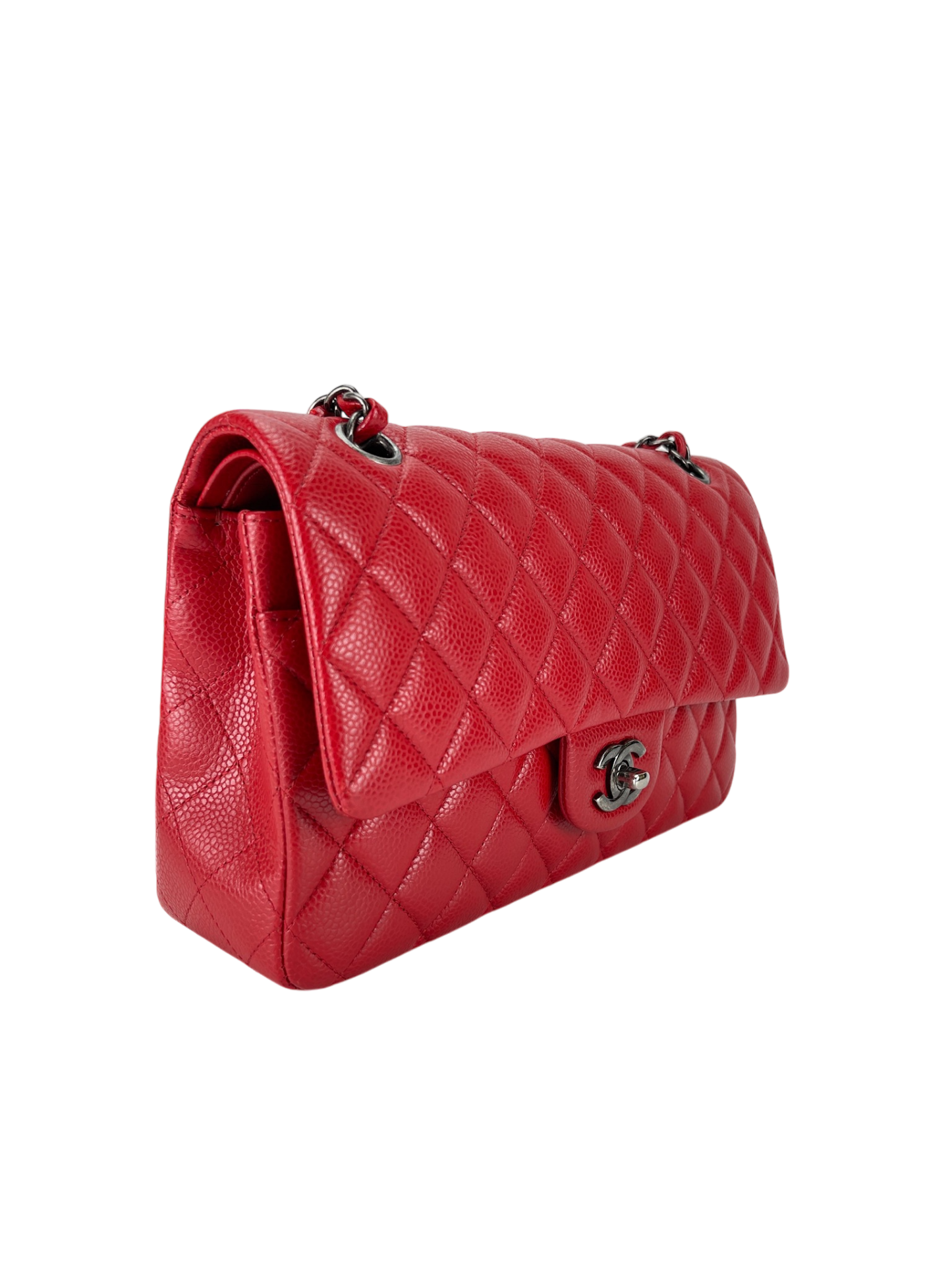 CHANEL - Red Quilted Cavair CF25 Shoulder Bag