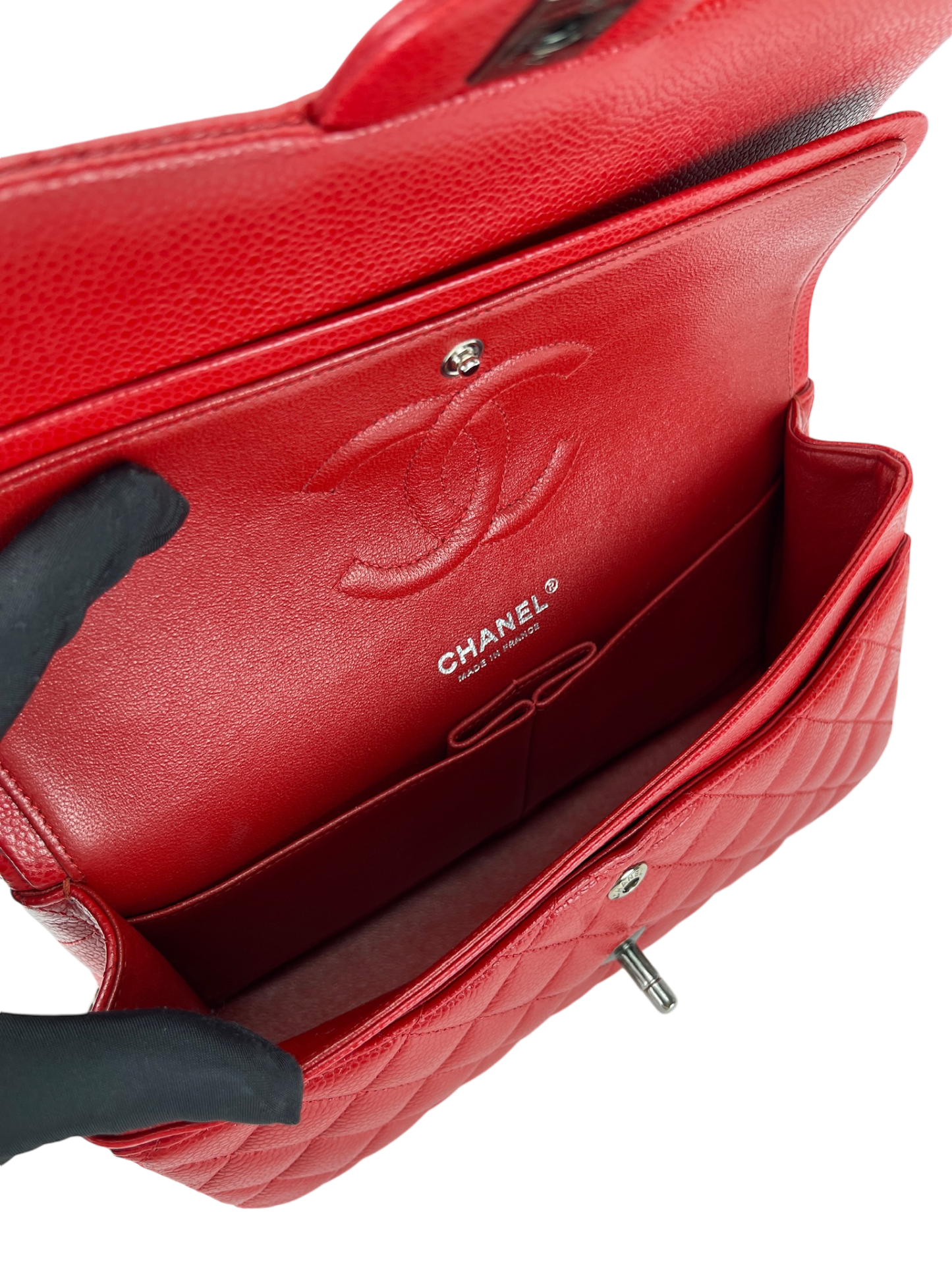 CHANEL - Red Quilted Cavair CF25 Shoulder Bag