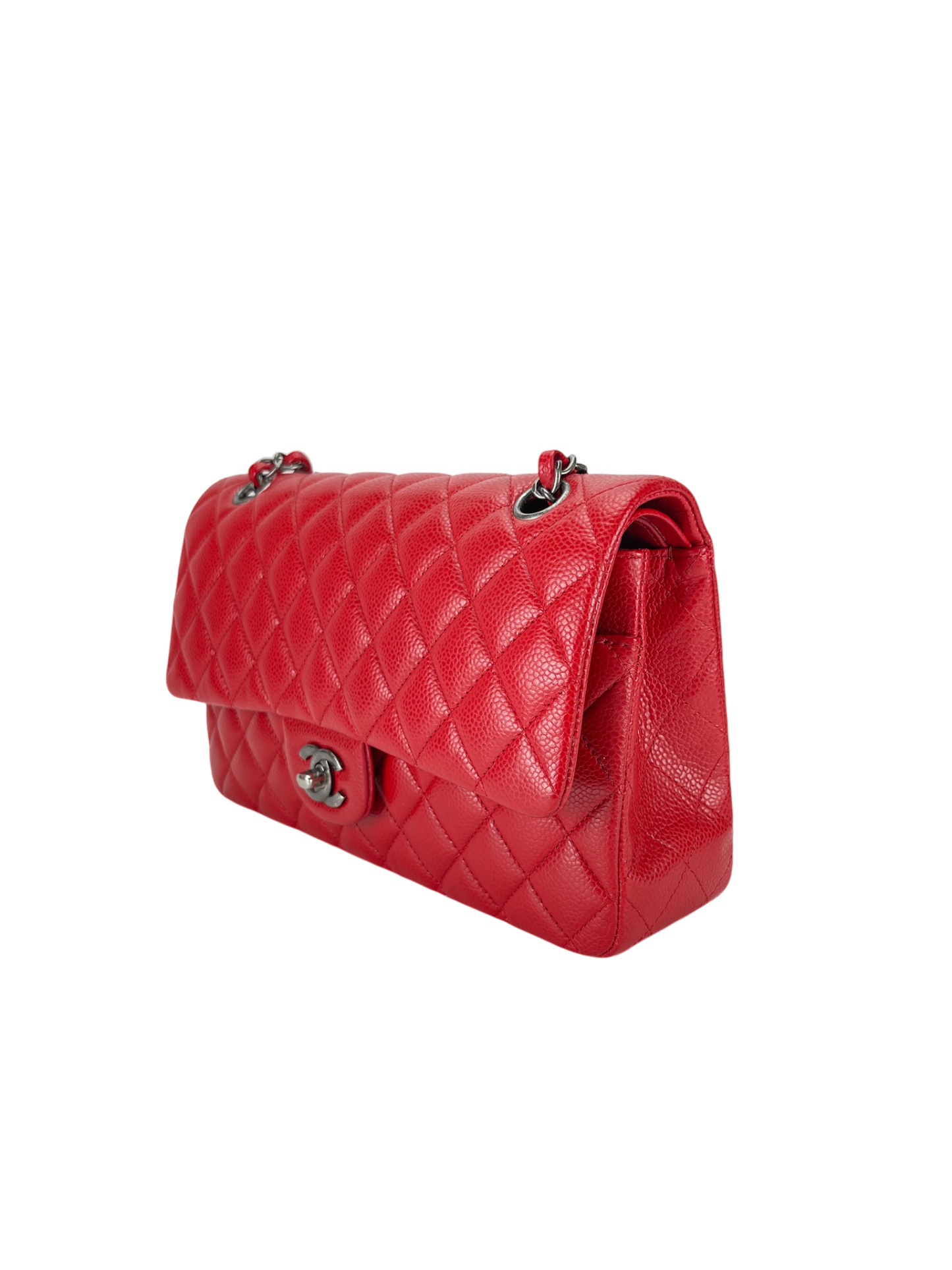 CHANEL - Red Quilted Cavair CF25 Shoulder Bag