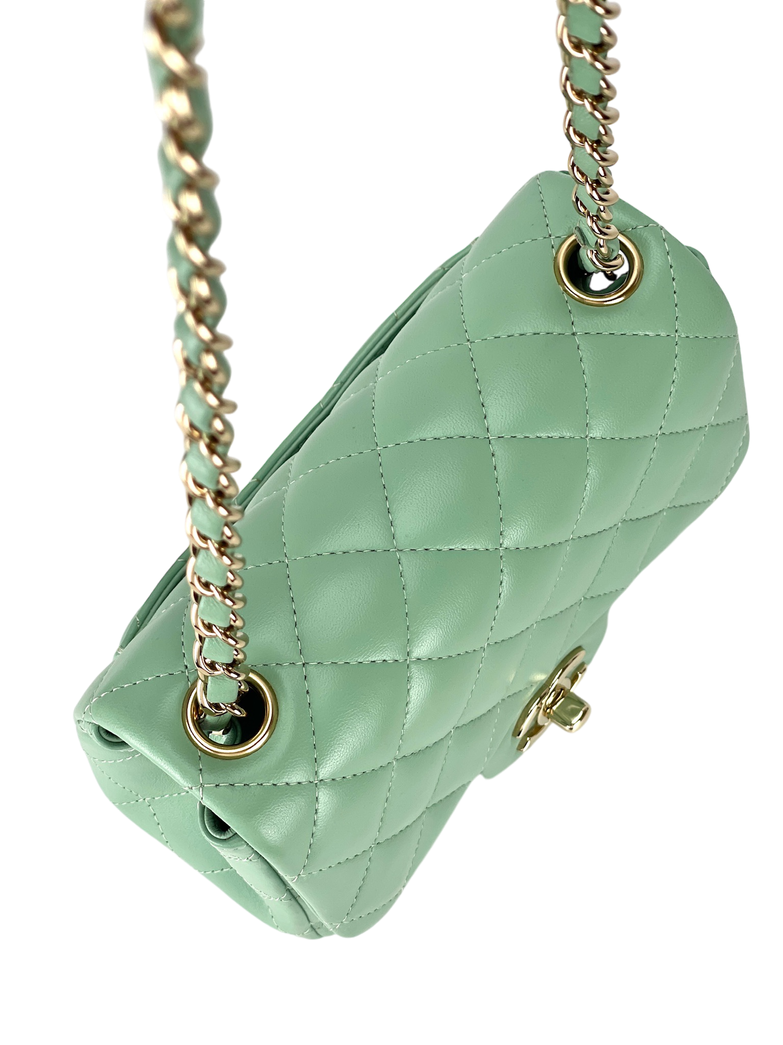 CHANEL - Green Calfskin Classic Square Bag