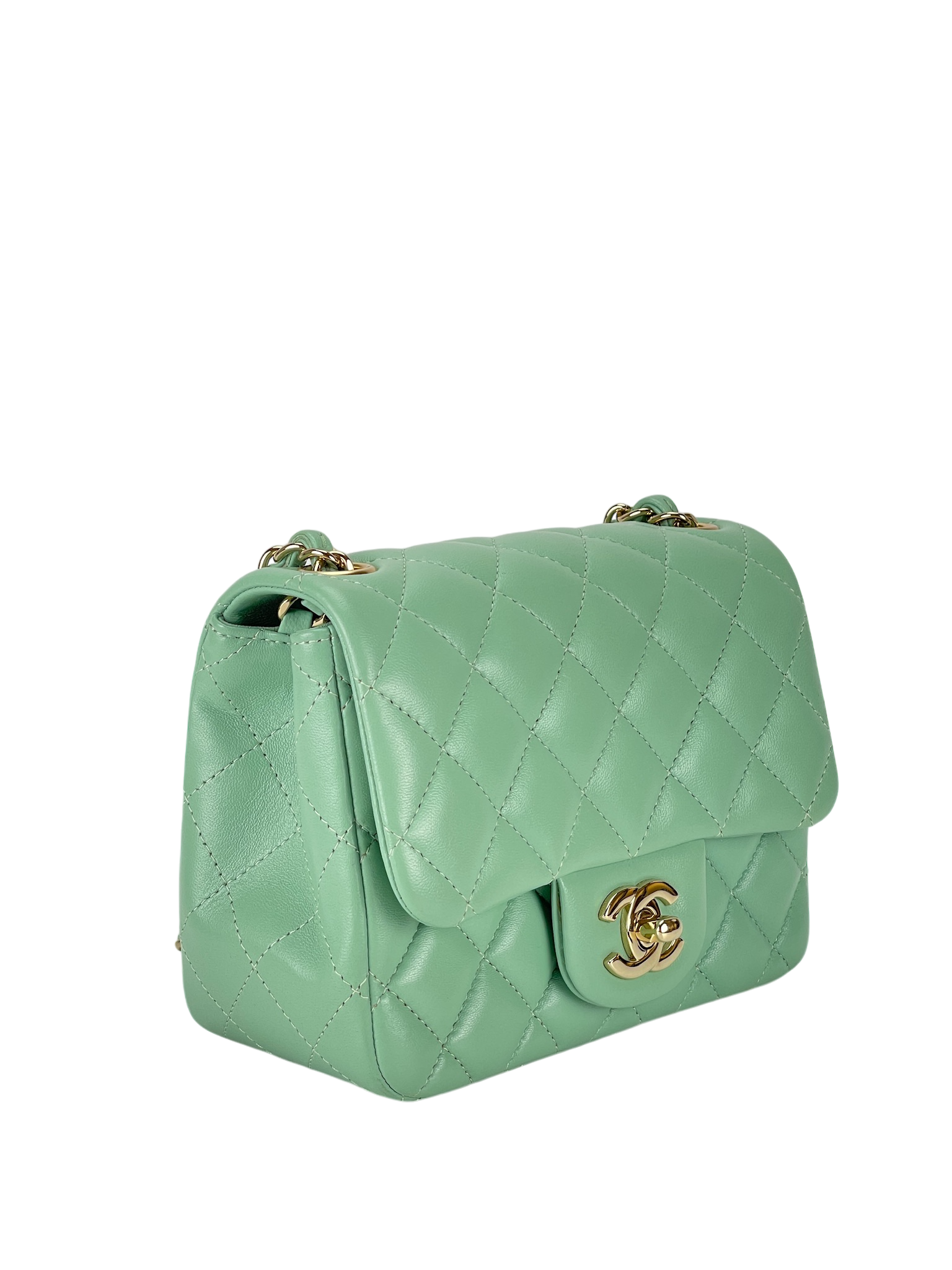 CHANEL - Green Calfskin Classic Square Bag