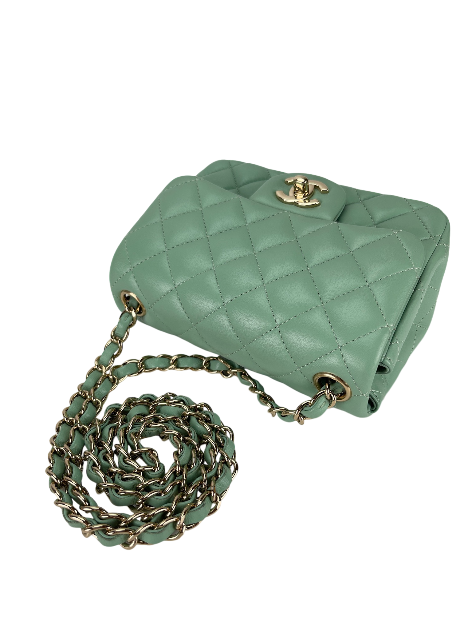 CHANEL - Green Calfskin Classic Square Bag