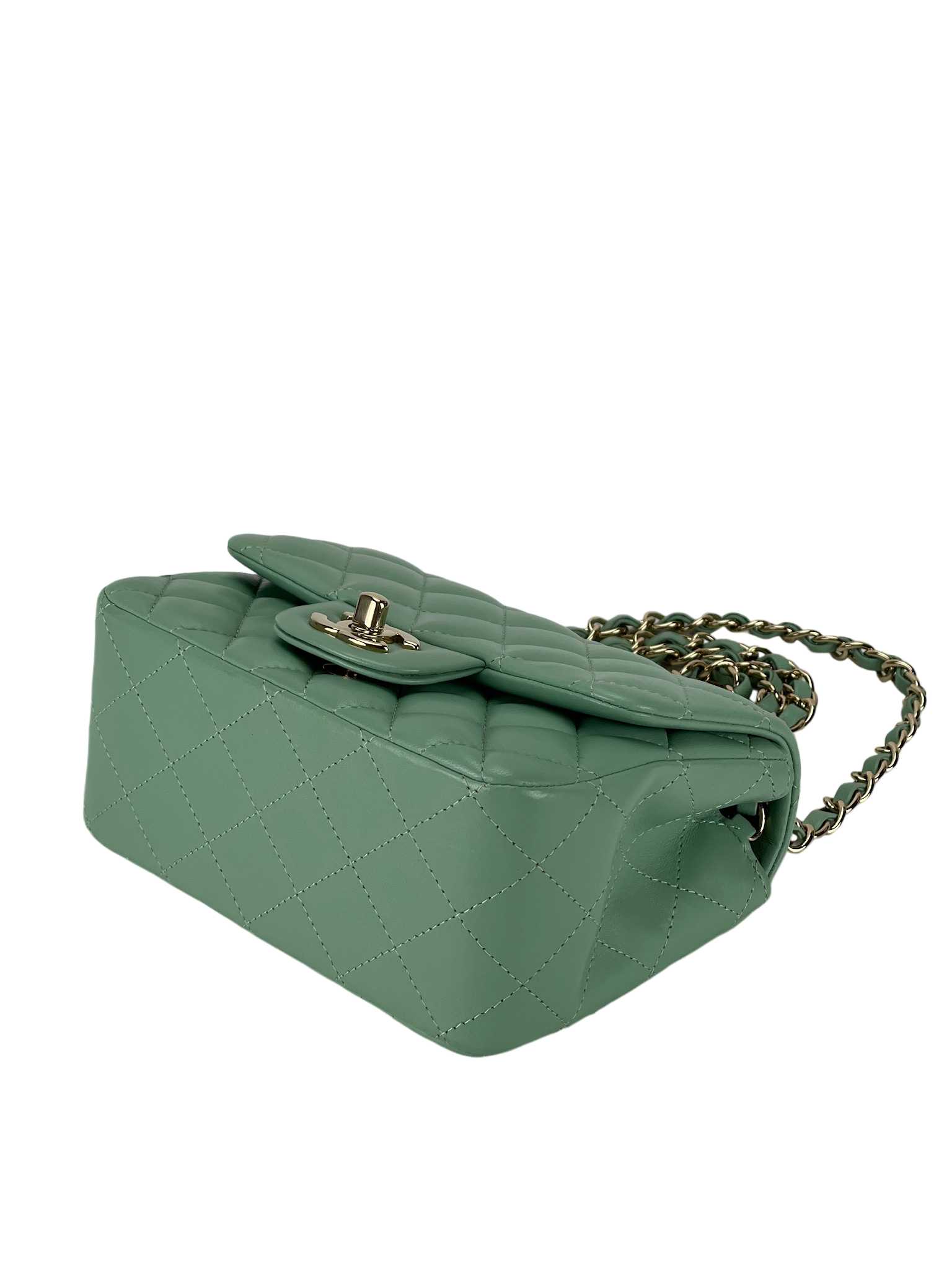 CHANEL - Green Calfskin Classic Square Bag
