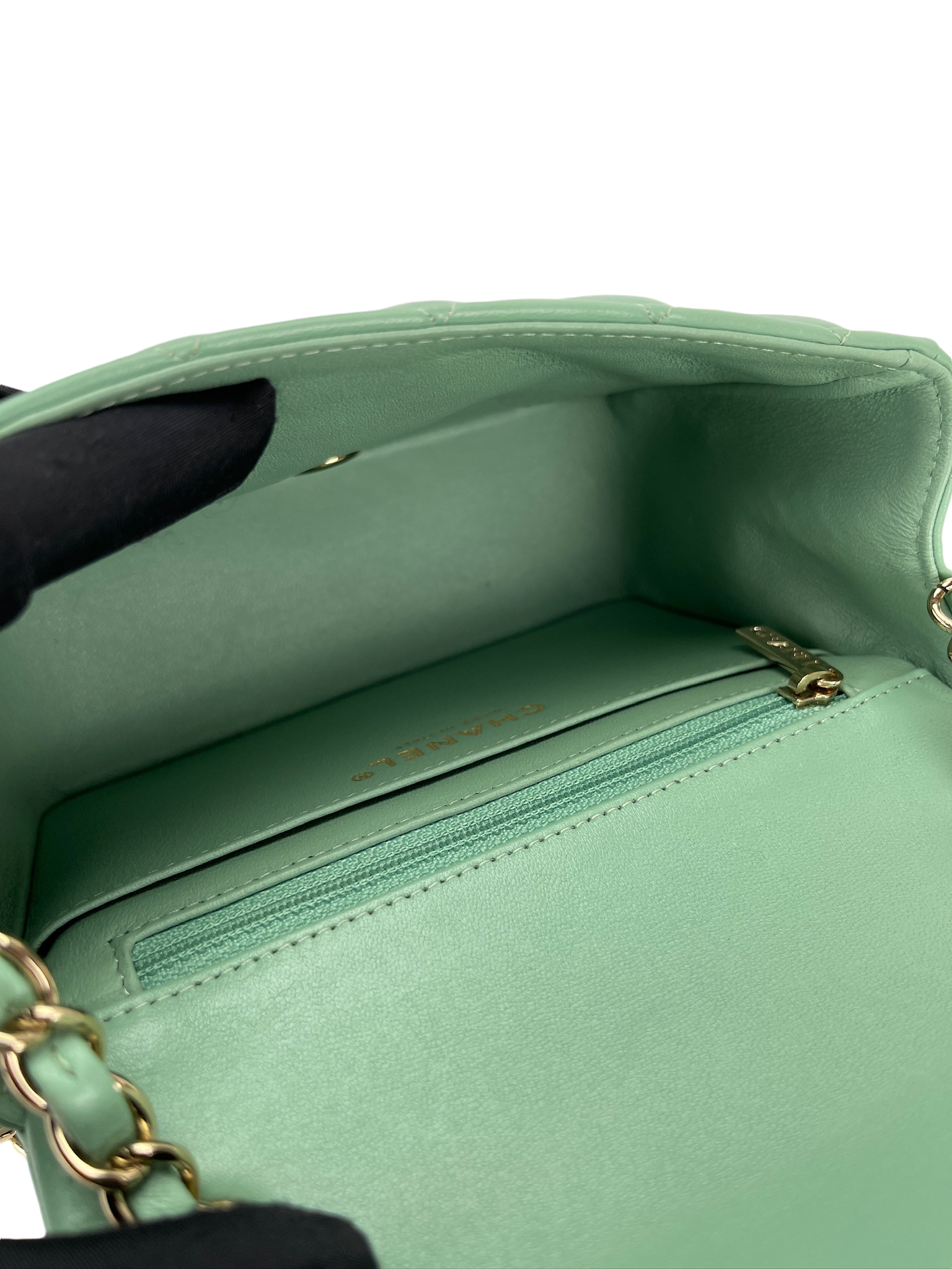 CHANEL - Green Calfskin Classic Square Bag