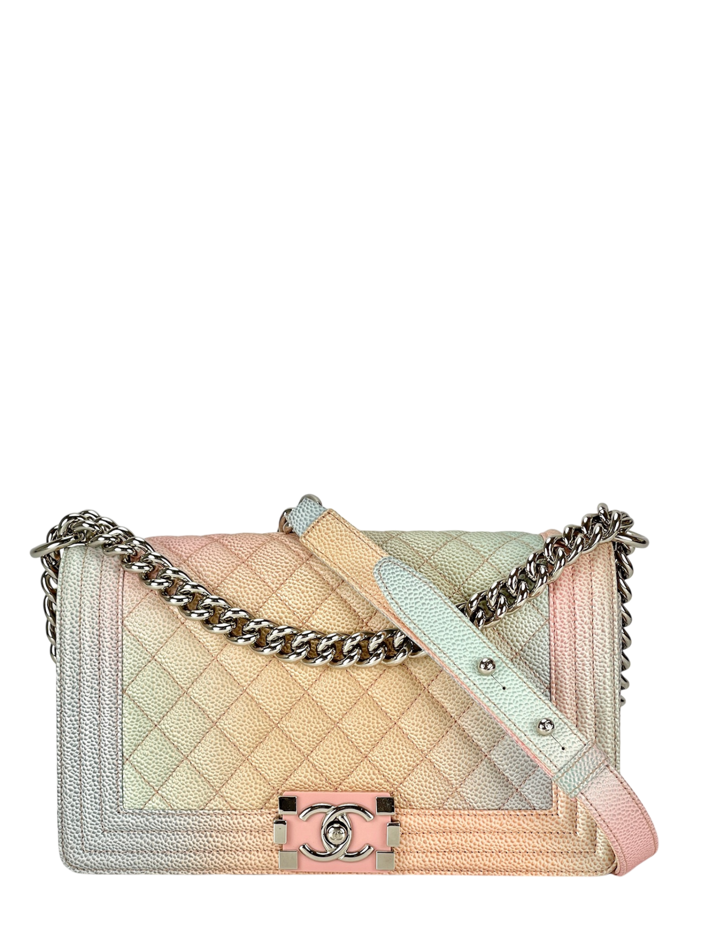 CHANEL - Medium Boy Flap Bag Rainbow Caviar