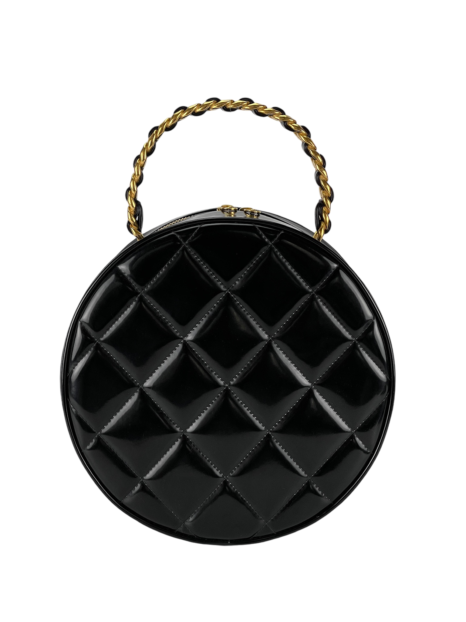 CHANEL - Patent1994-1996 Round Vanity Handbag