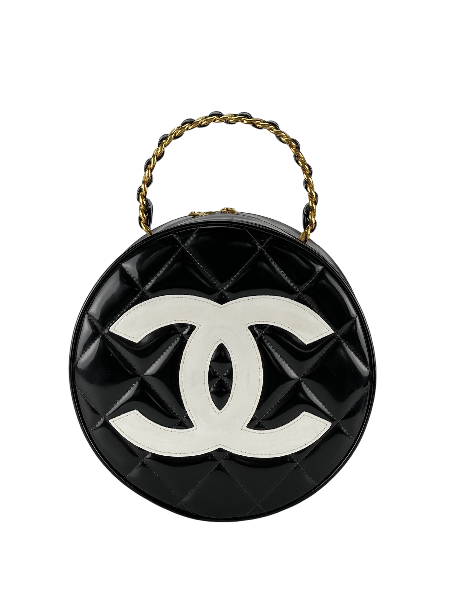 CHANEL - Patent1994-1996 Round Vanity Handbag