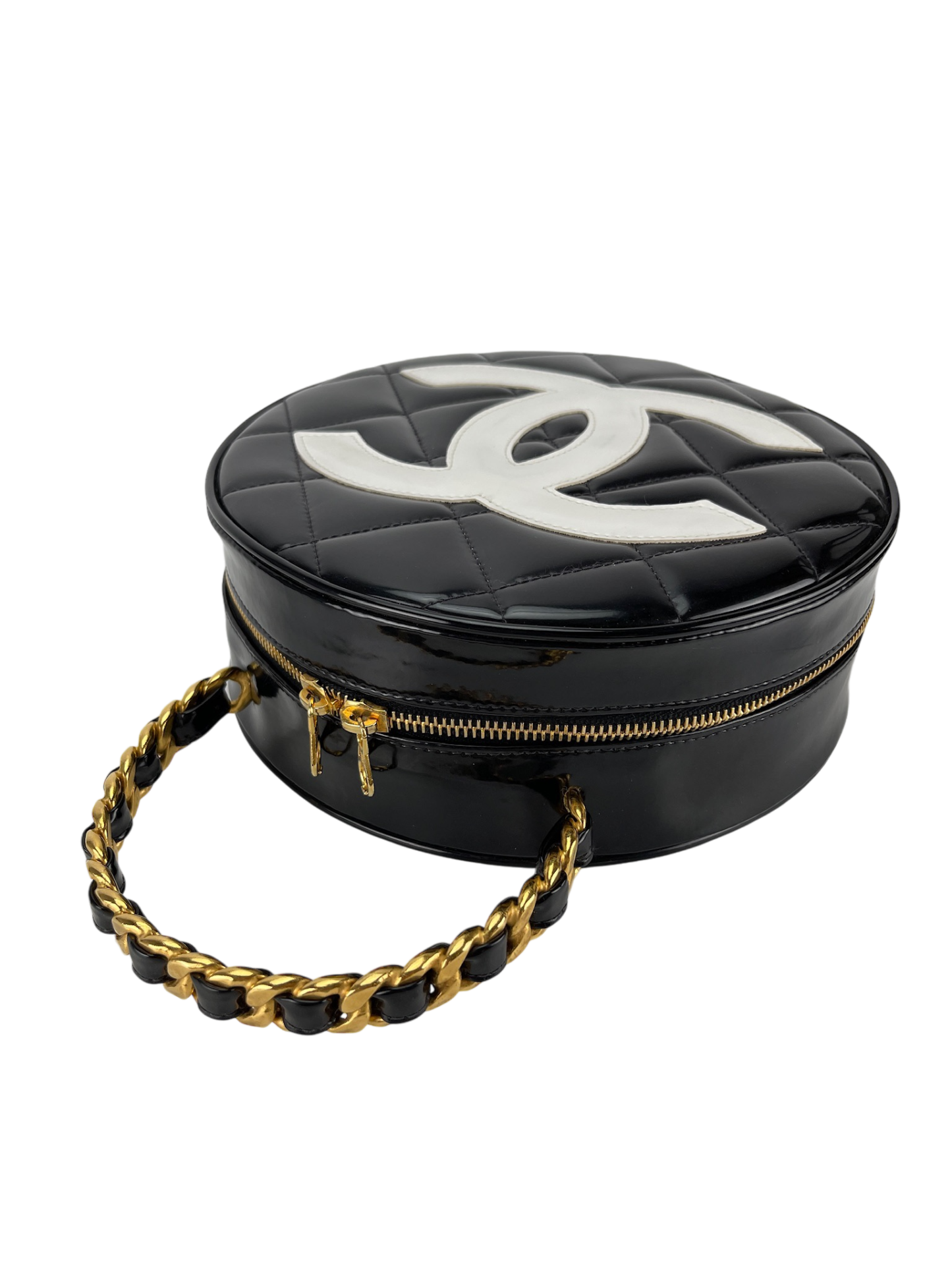 CHANEL - Patent1994-1996 Round Vanity Handbag