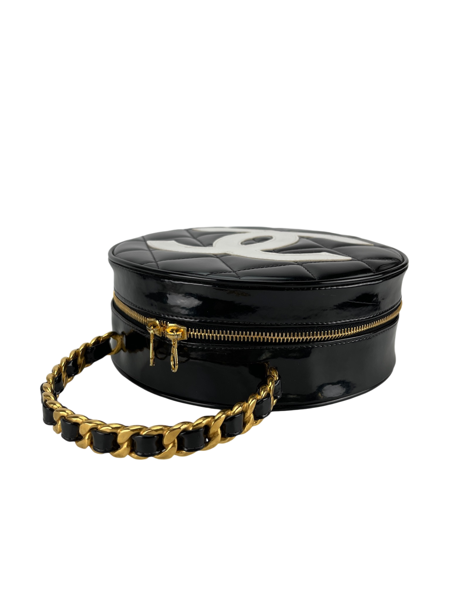 CHANEL - Patent1994-1996 Round Vanity Handbag