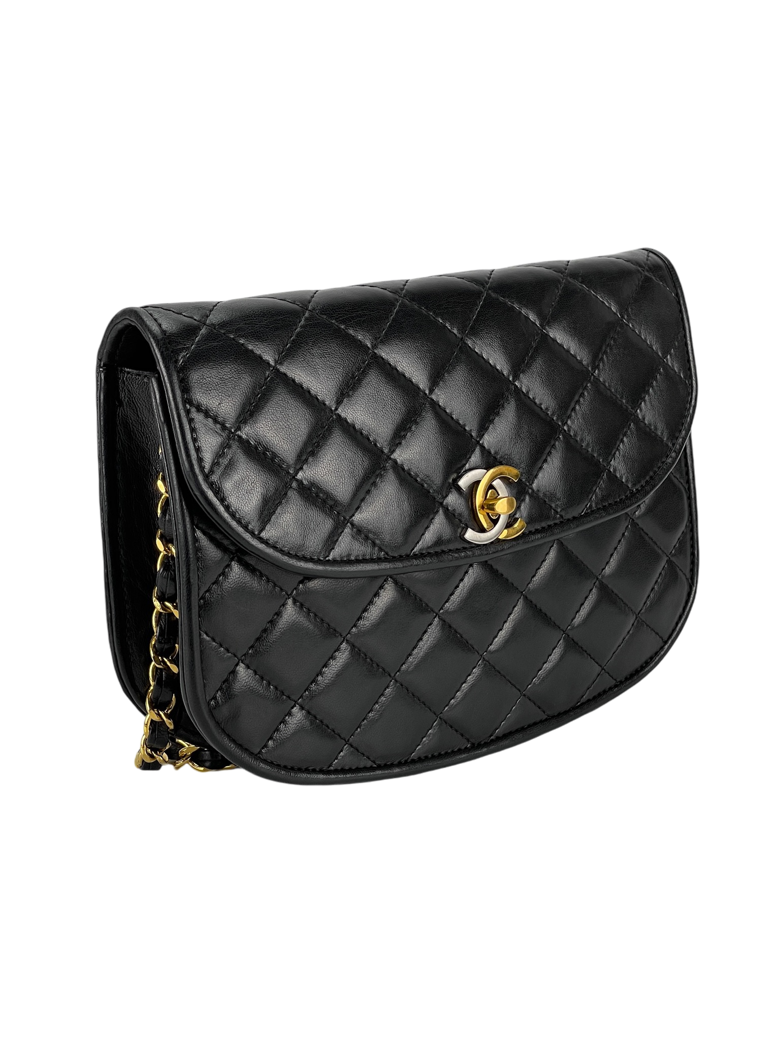 CHANEL - Semi Circle Lambskin Limited Paris Shoulder Bag