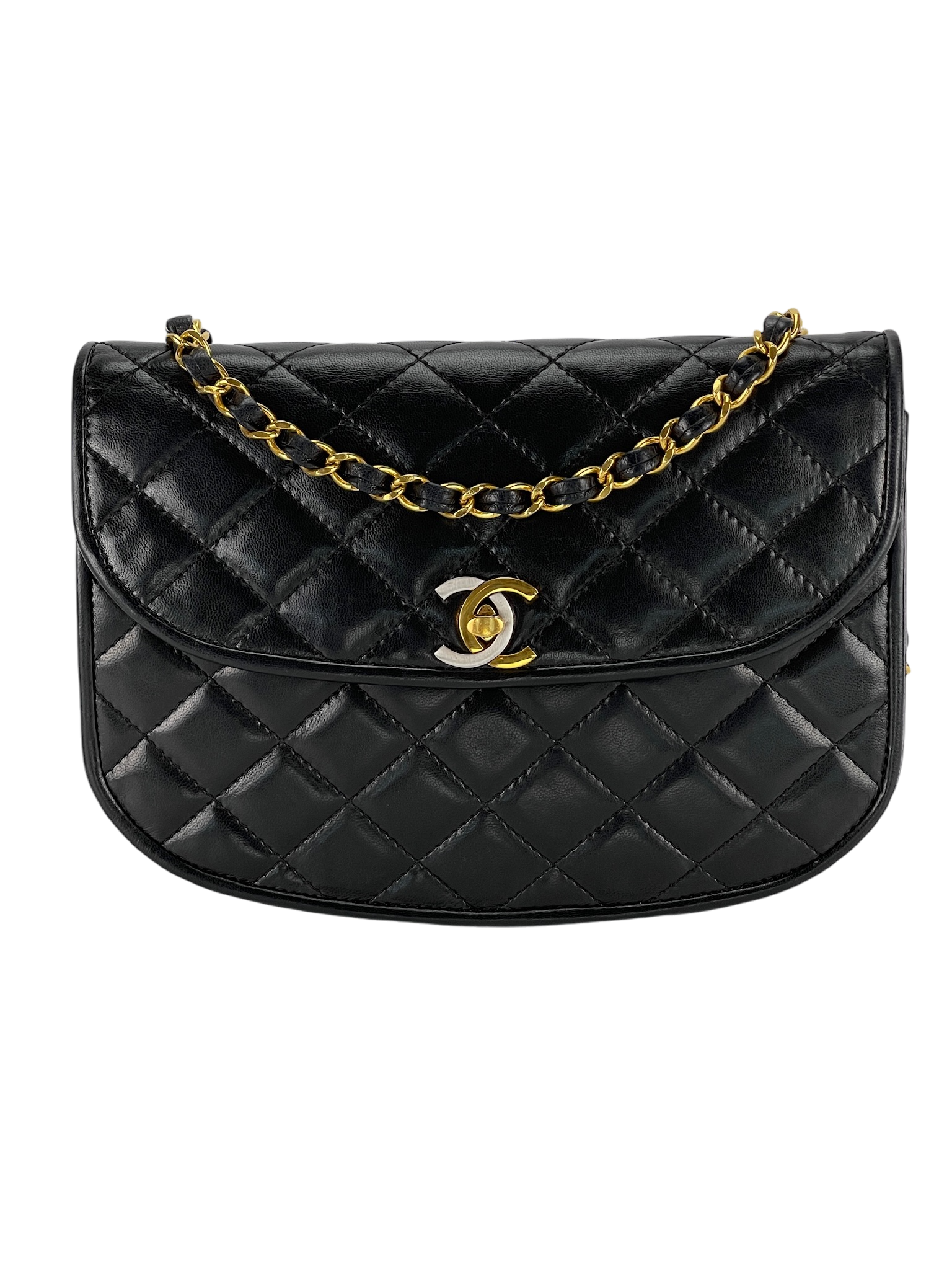 CHANEL - Semi Circle Lambskin Limited Paris Shoulder Bag
