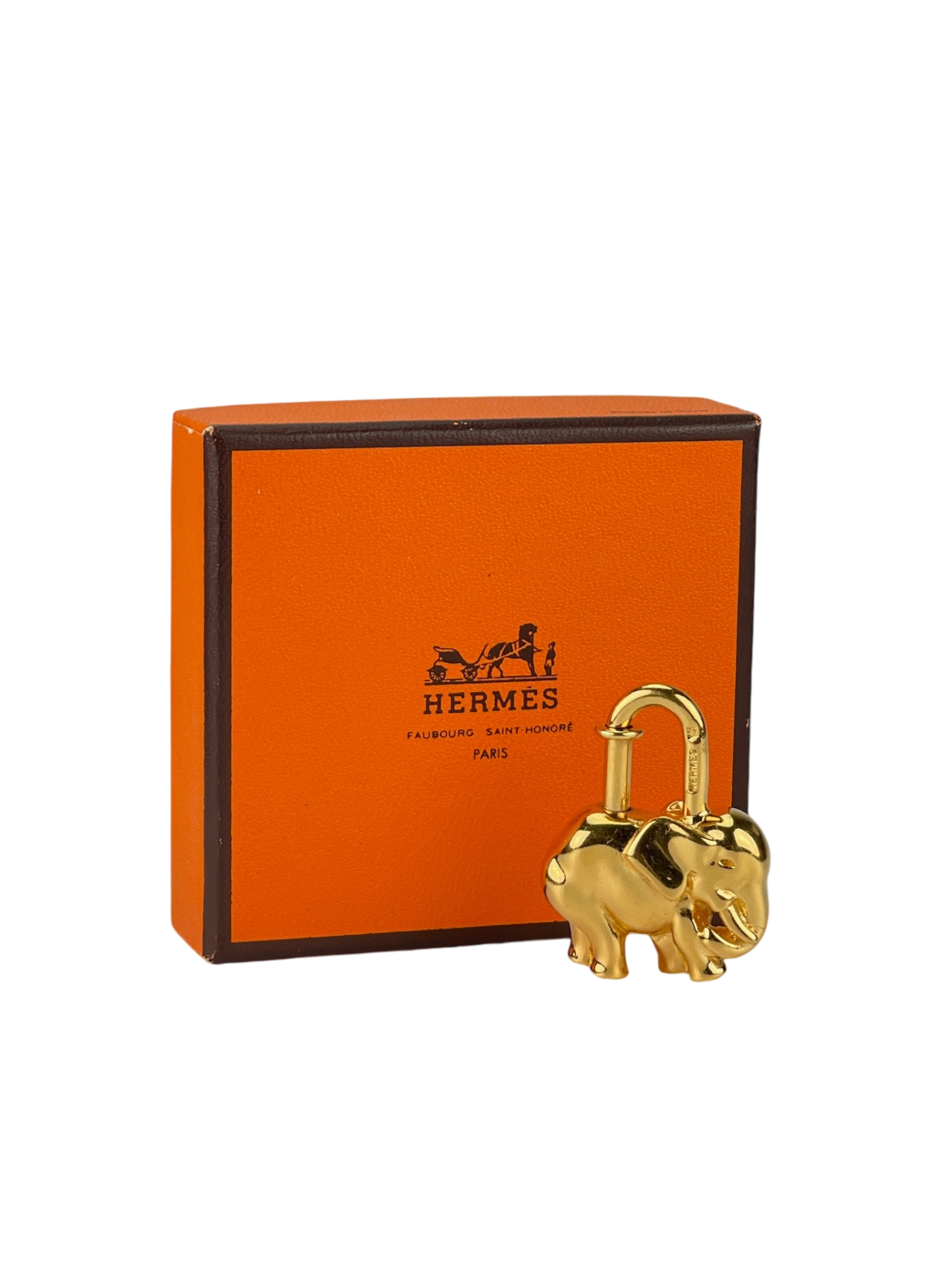 HERMES - Gold Elephant Cadena Lock Charm
