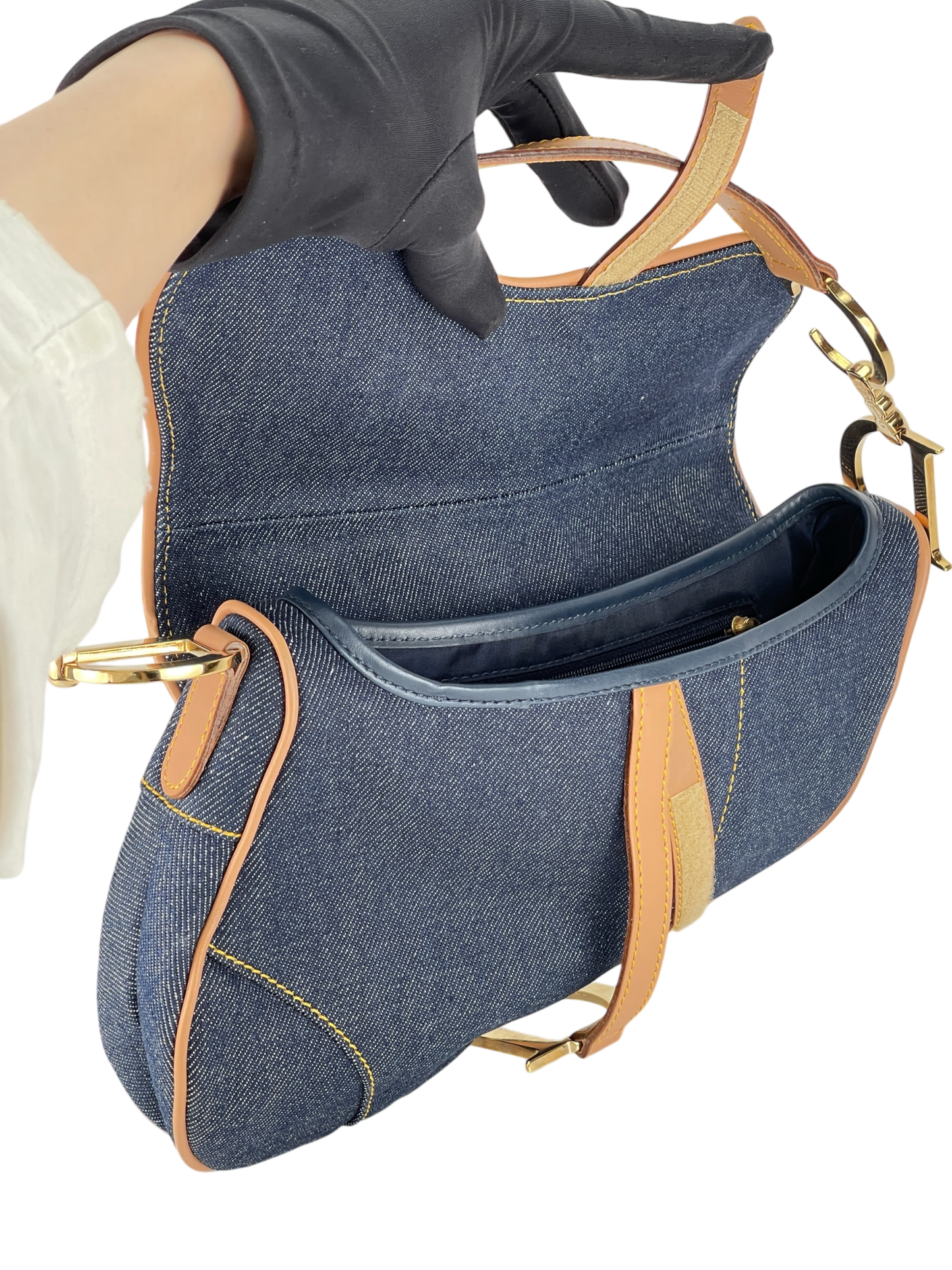 DIOR - 2000 Blue Denim Saddle Handbag