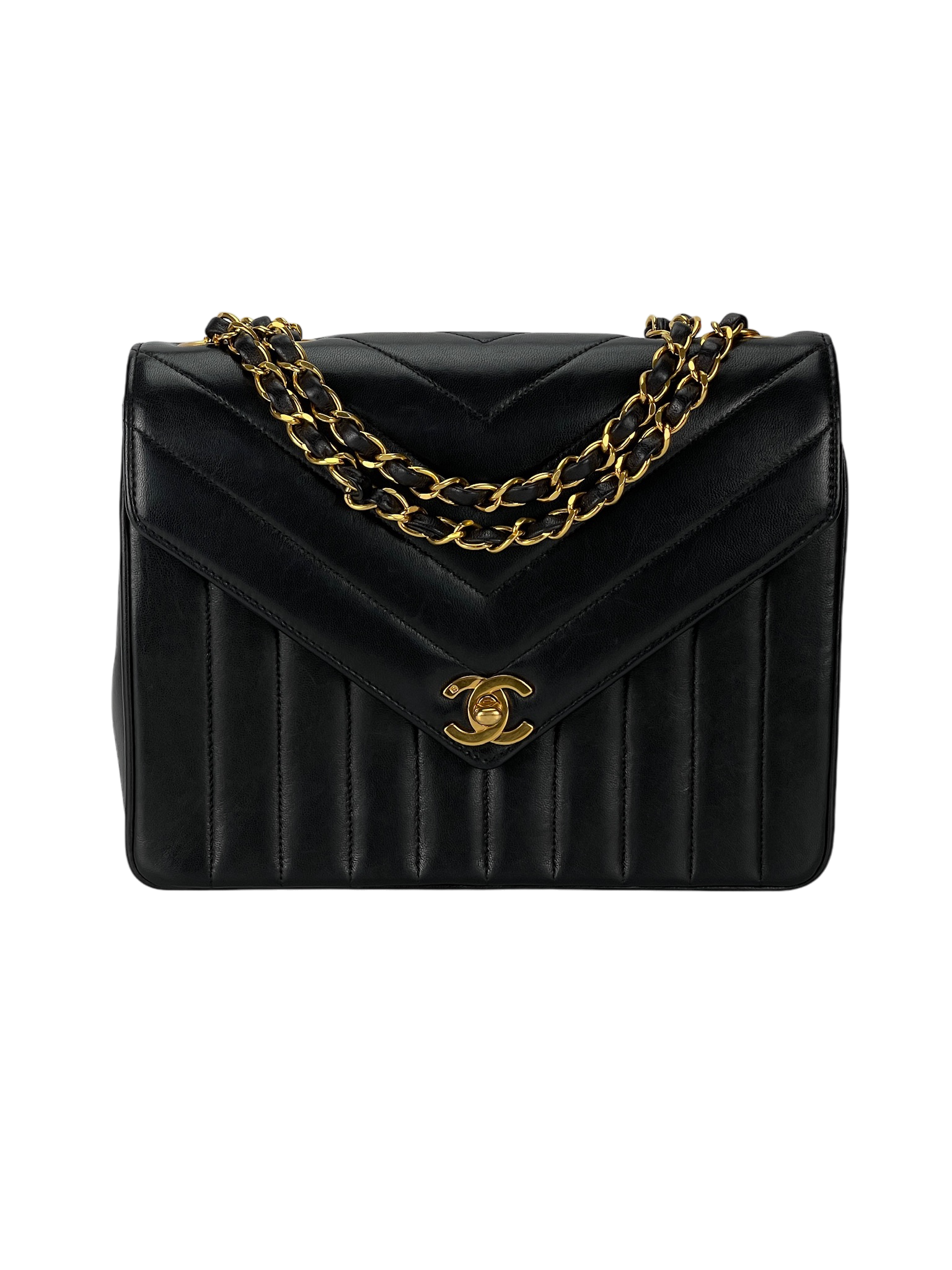 CHANEL - Chevron stich Mademoiselle Letter Flap Bag