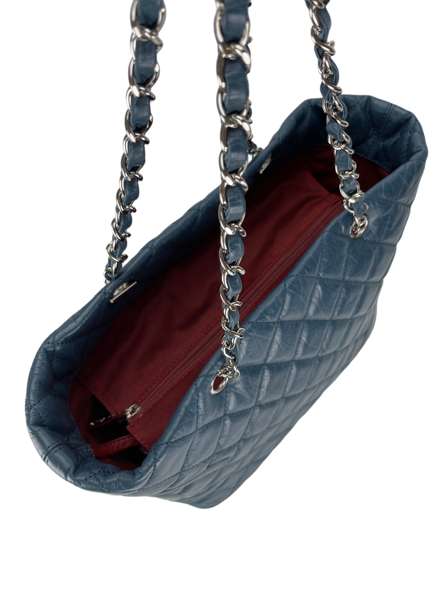 CHANEL - Cambon Blue Aged Calfskin Cotton Club Tote