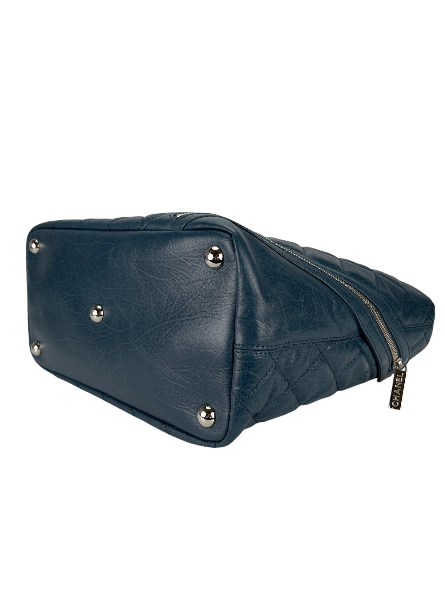 CHANEL - Cambon Blue Aged Calfskin Cotton Club Tote