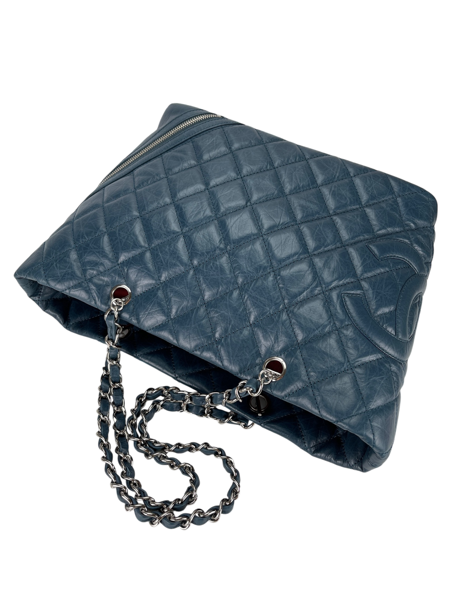 CHANEL - Cambon Blue Aged Calfskin Cotton Club Tote