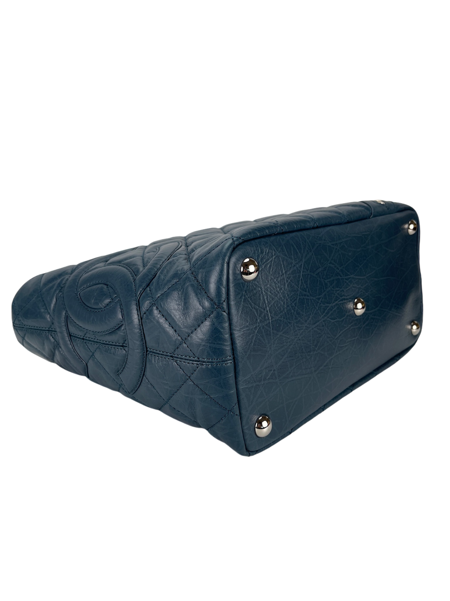 CHANEL - Cambon Blue Aged Calfskin Cotton Club Tote