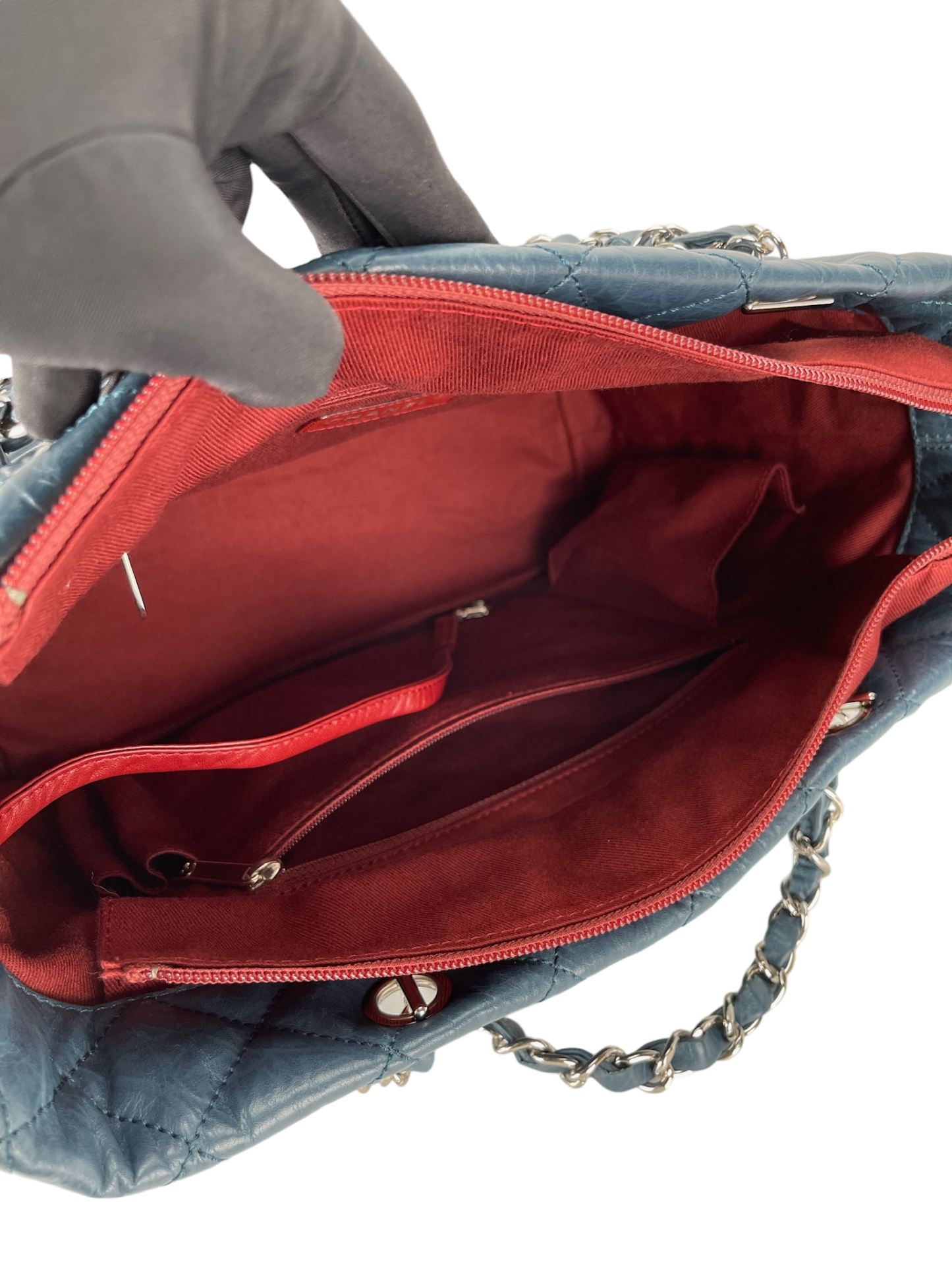 CHANEL - Cambon Blue Aged Calfskin Cotton Club Tote