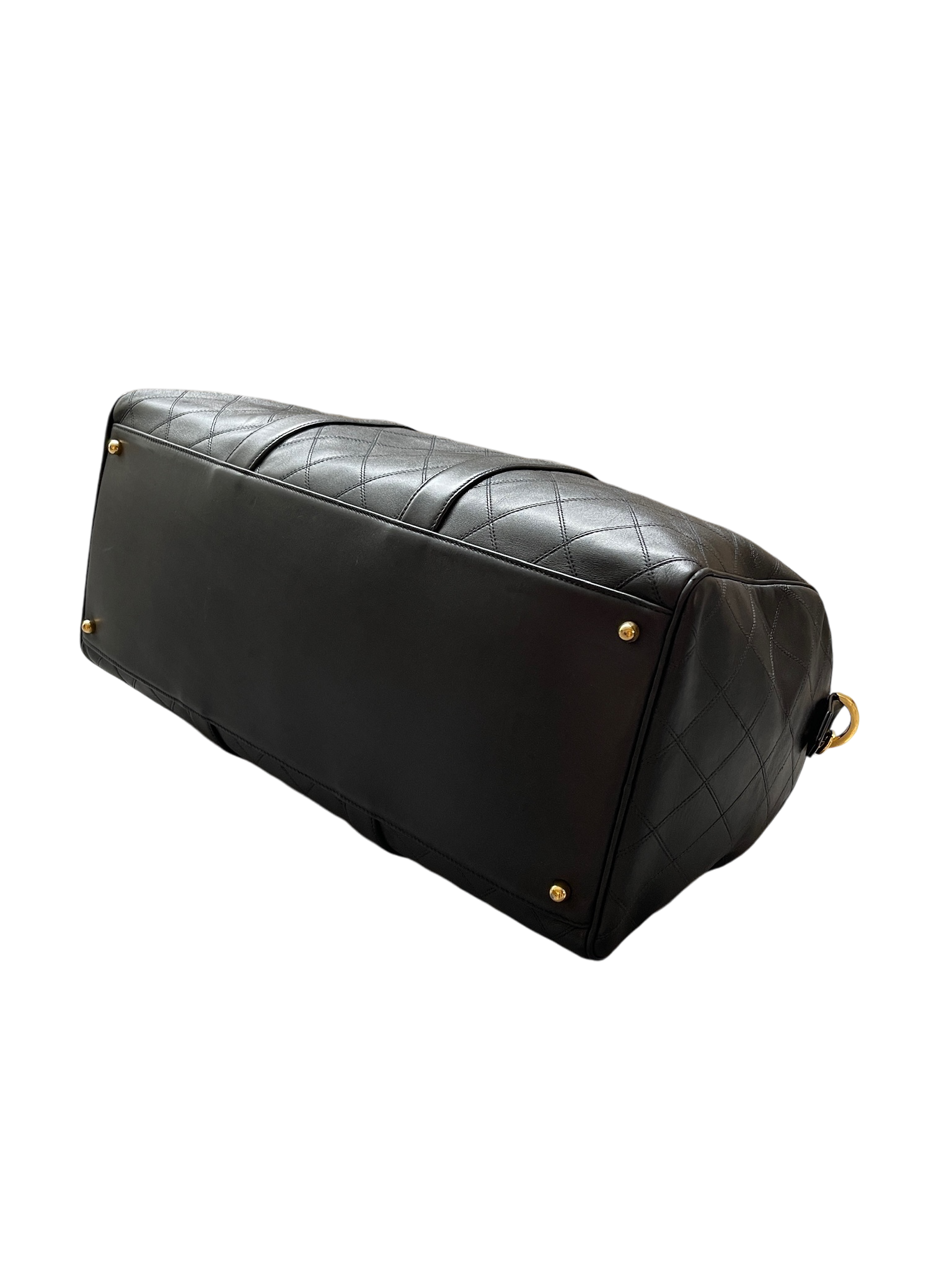 CHANEL - 1991-1994 Black Lambskin Bicolore 2way Duffle Handbag