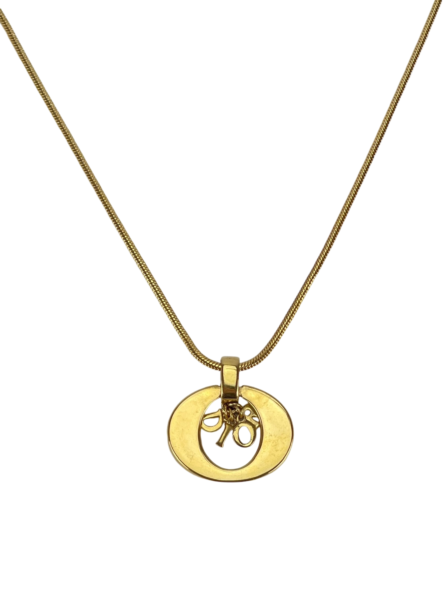 DIOR - Gold Circle logo Necklace 