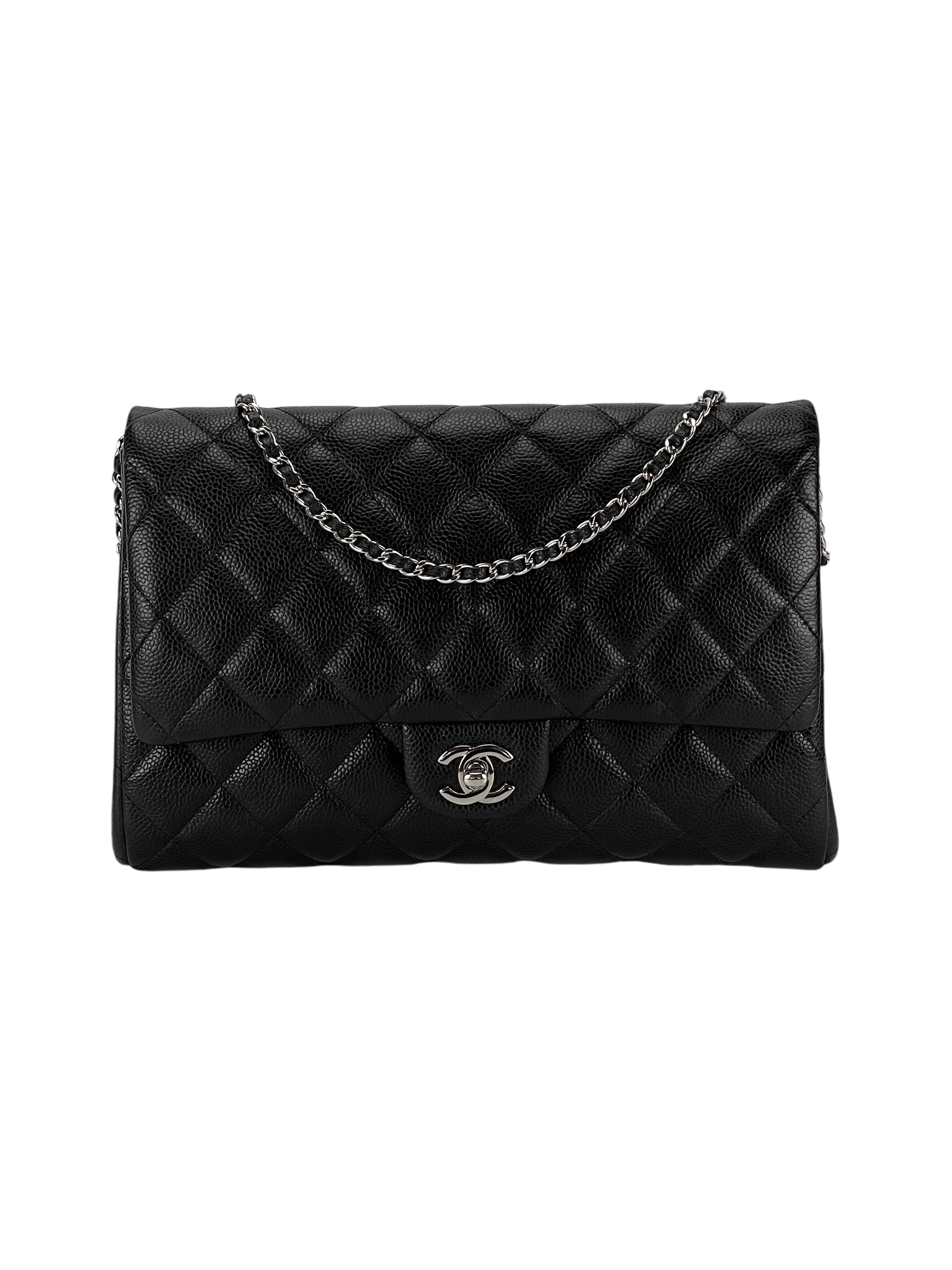 CHANEL - Black Cavair Flap Clutch Bag