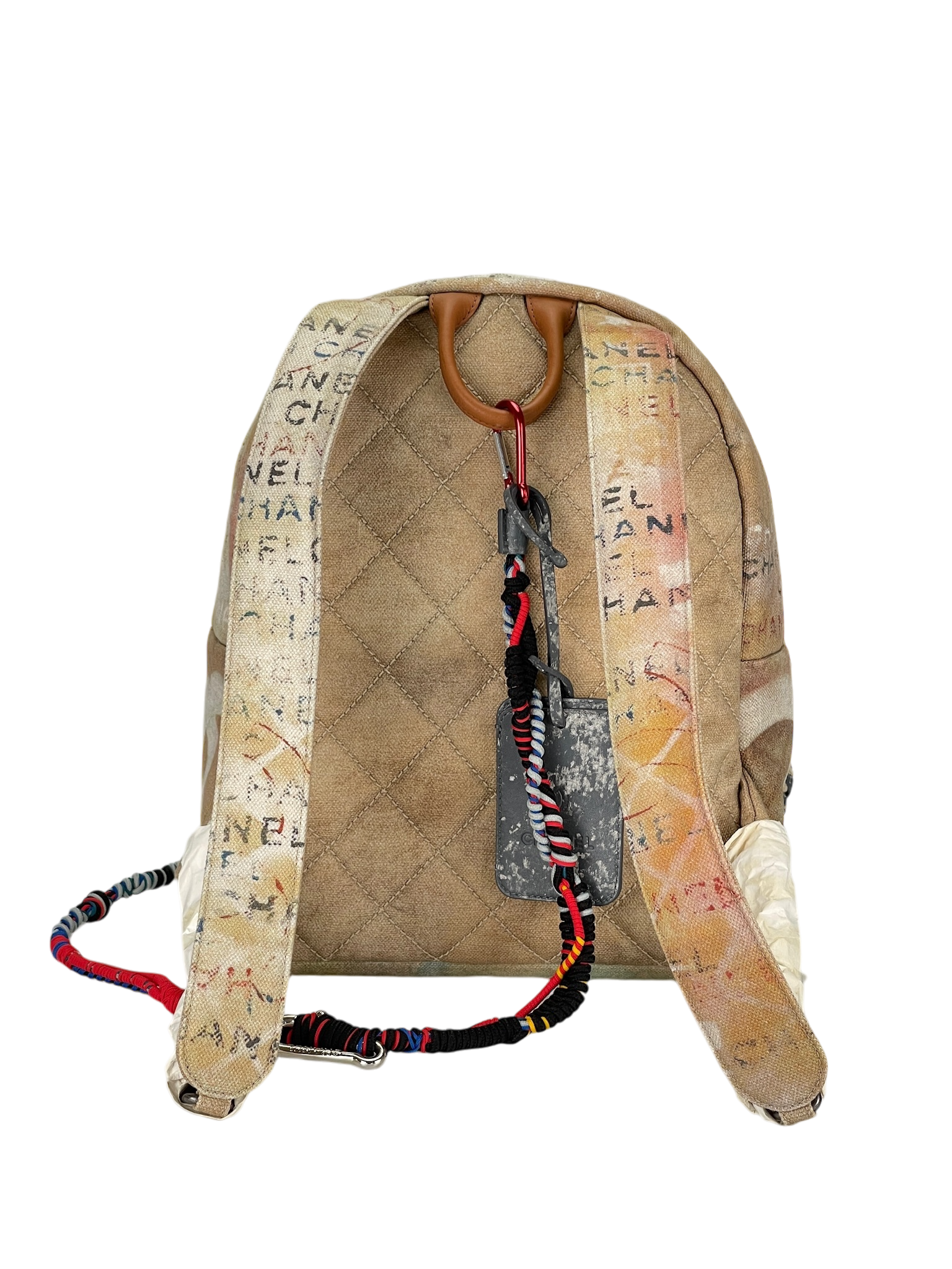 CHANEL - 2014 Runway Beige Graffiti Backpack Medium
