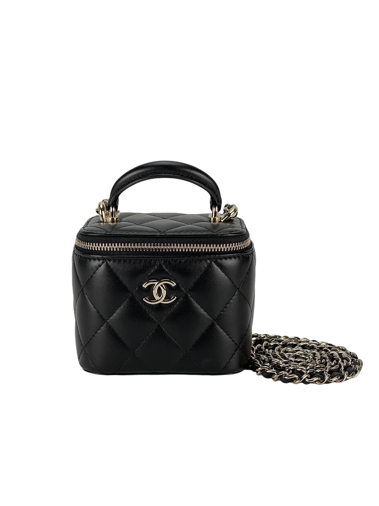 CHANEL - Mini Handle Vanity Case Gold Chain