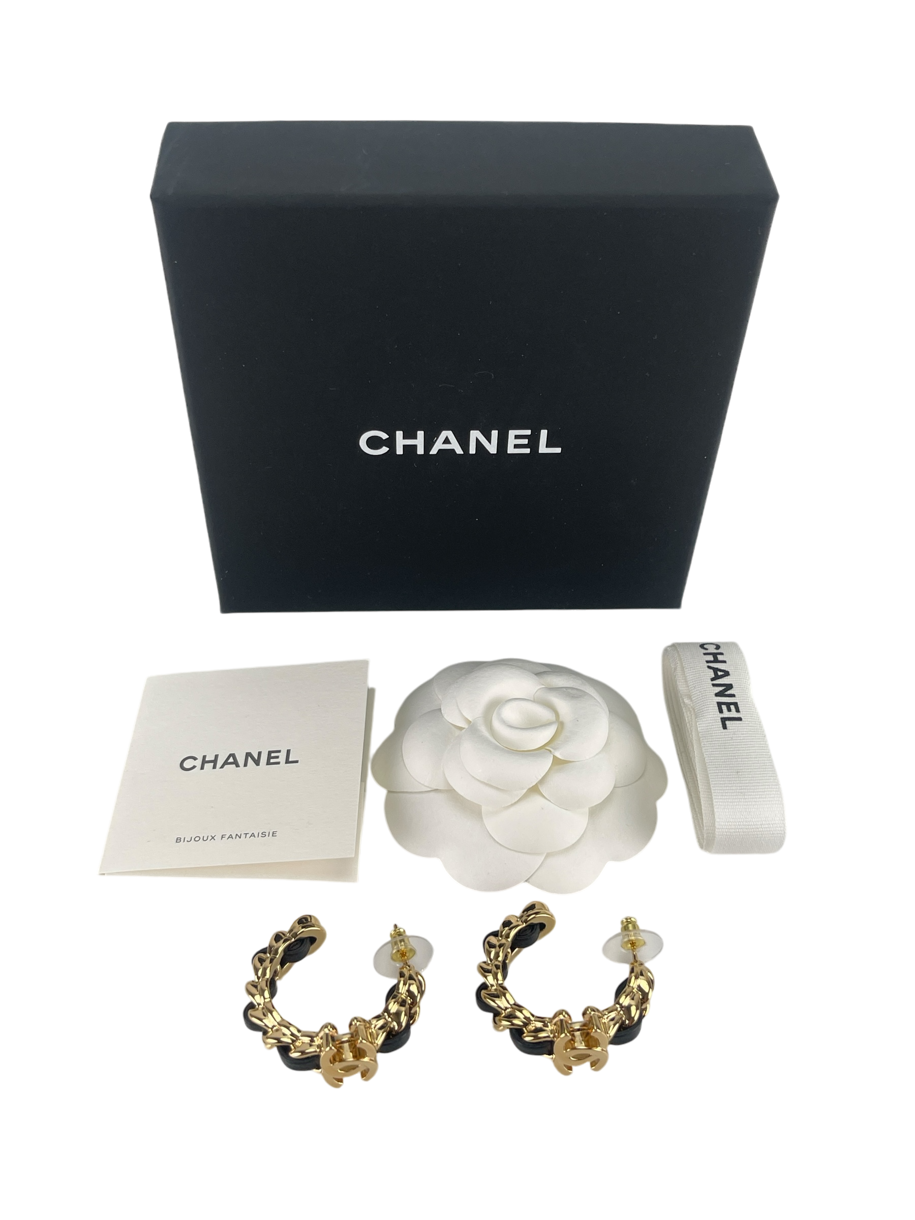 CHANEL - 24K Gold Leather CC mark Stud Earrings