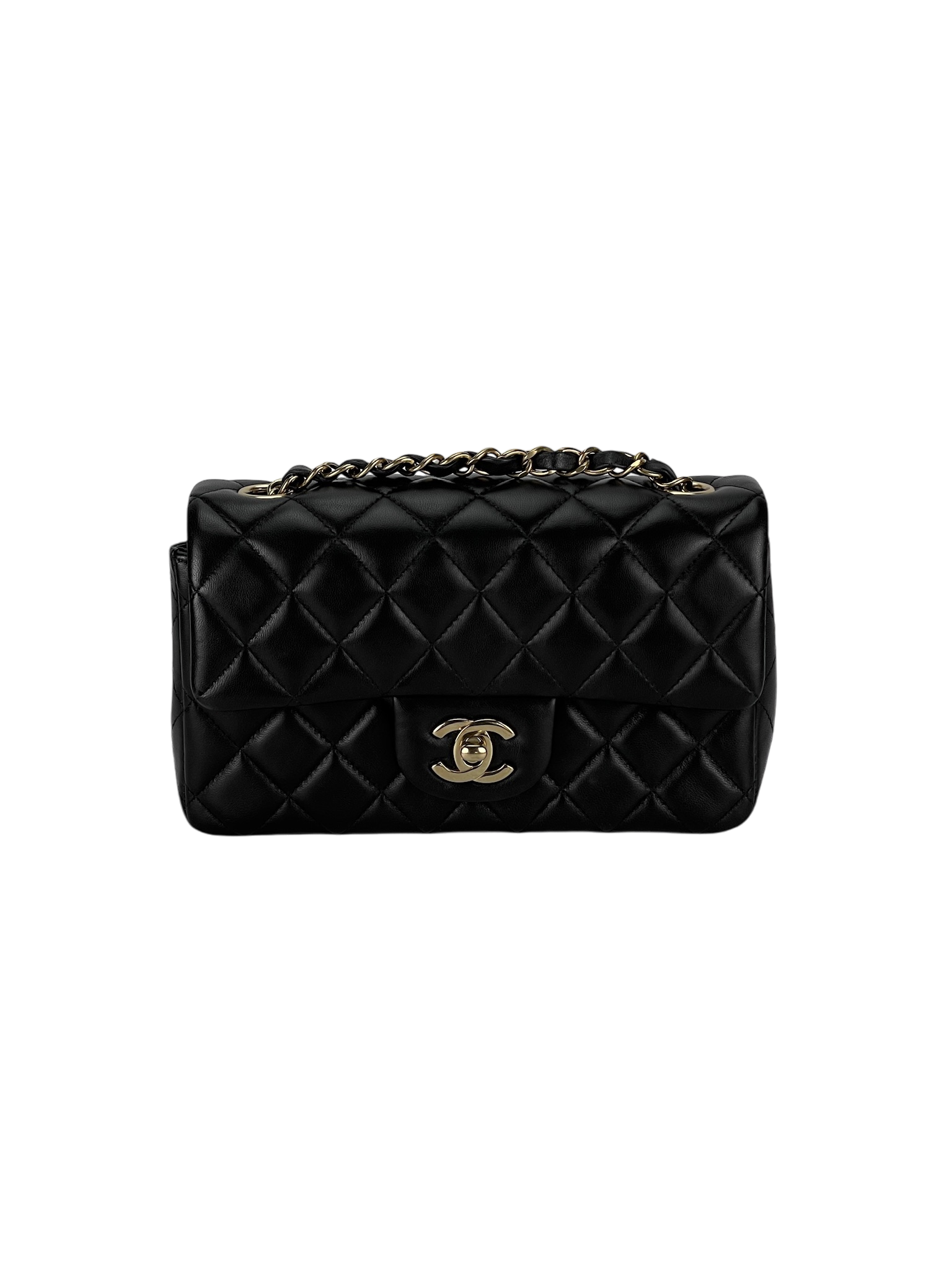 CHANEL - Lambskin Mini Matlasse Chain Black IC Tip Shoulder Bag