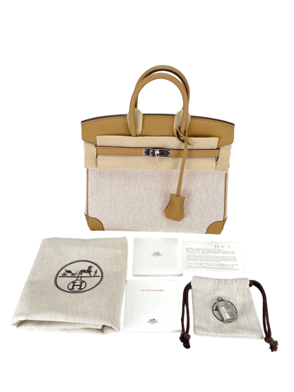 HERMES - Birkin 25 Toile H and Chai Swift Palladium Hardware