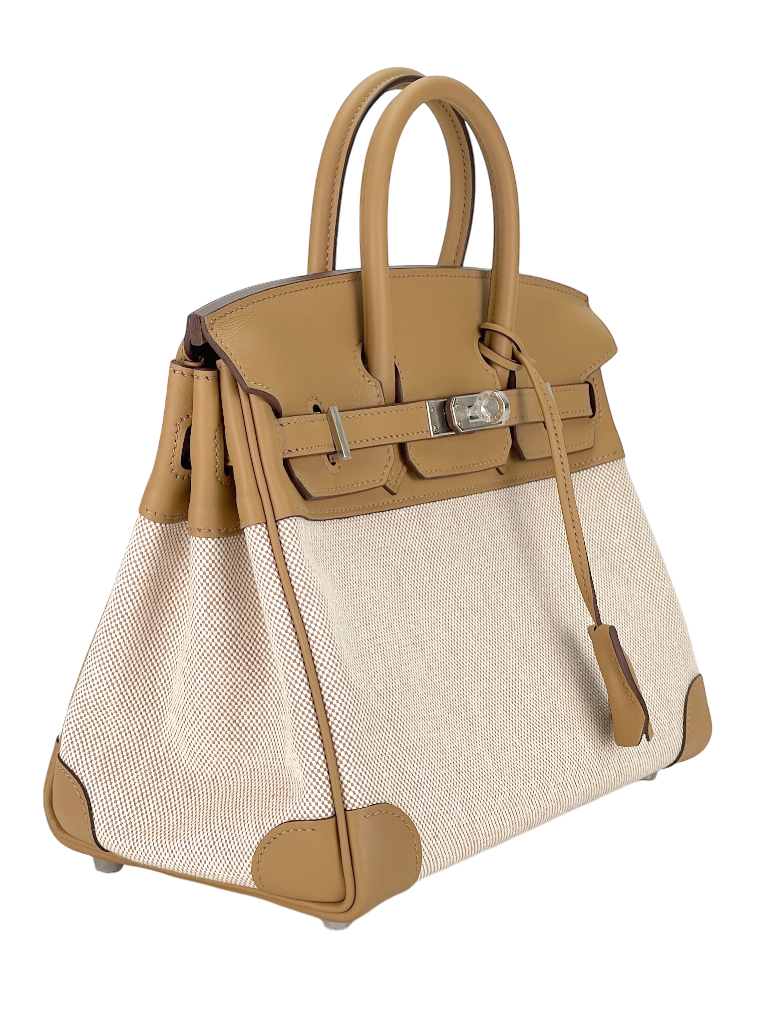 HERMES - Birkin 25 Toile H and Chai Swift Palladium Hardware