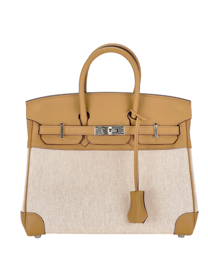 HERMES - Birkin 25 Toile H and Chai Swift Palladium Hardware
