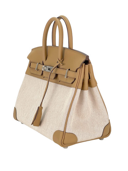 HERMES - Birkin 25 Toile H and Chai Swift Palladium Hardware