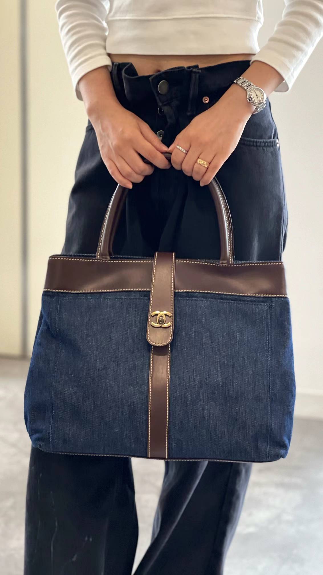 CHANEL - Denim Turn-Lock Tote Tote Bag