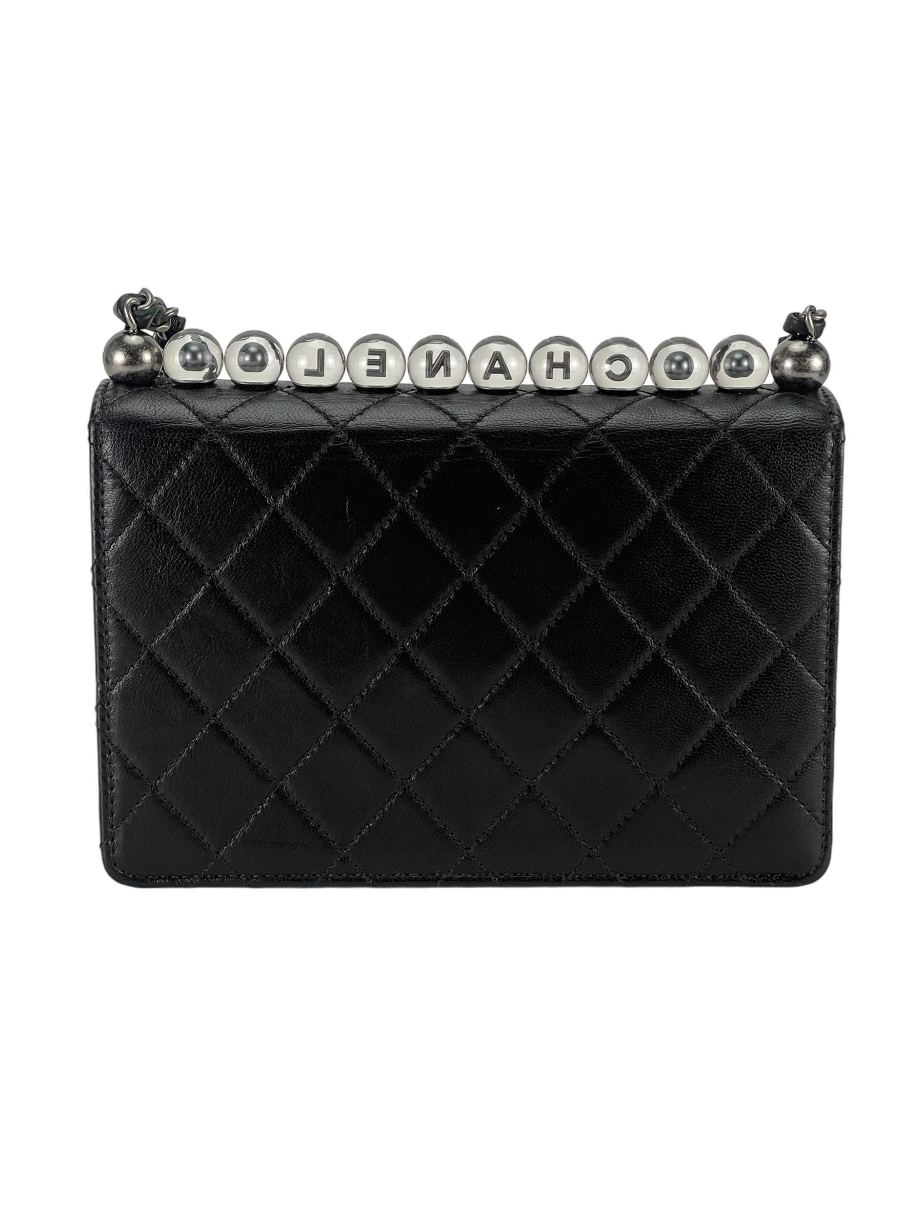 CHANEL - Goatskin Quilted Small Chic Pearls Flap Black