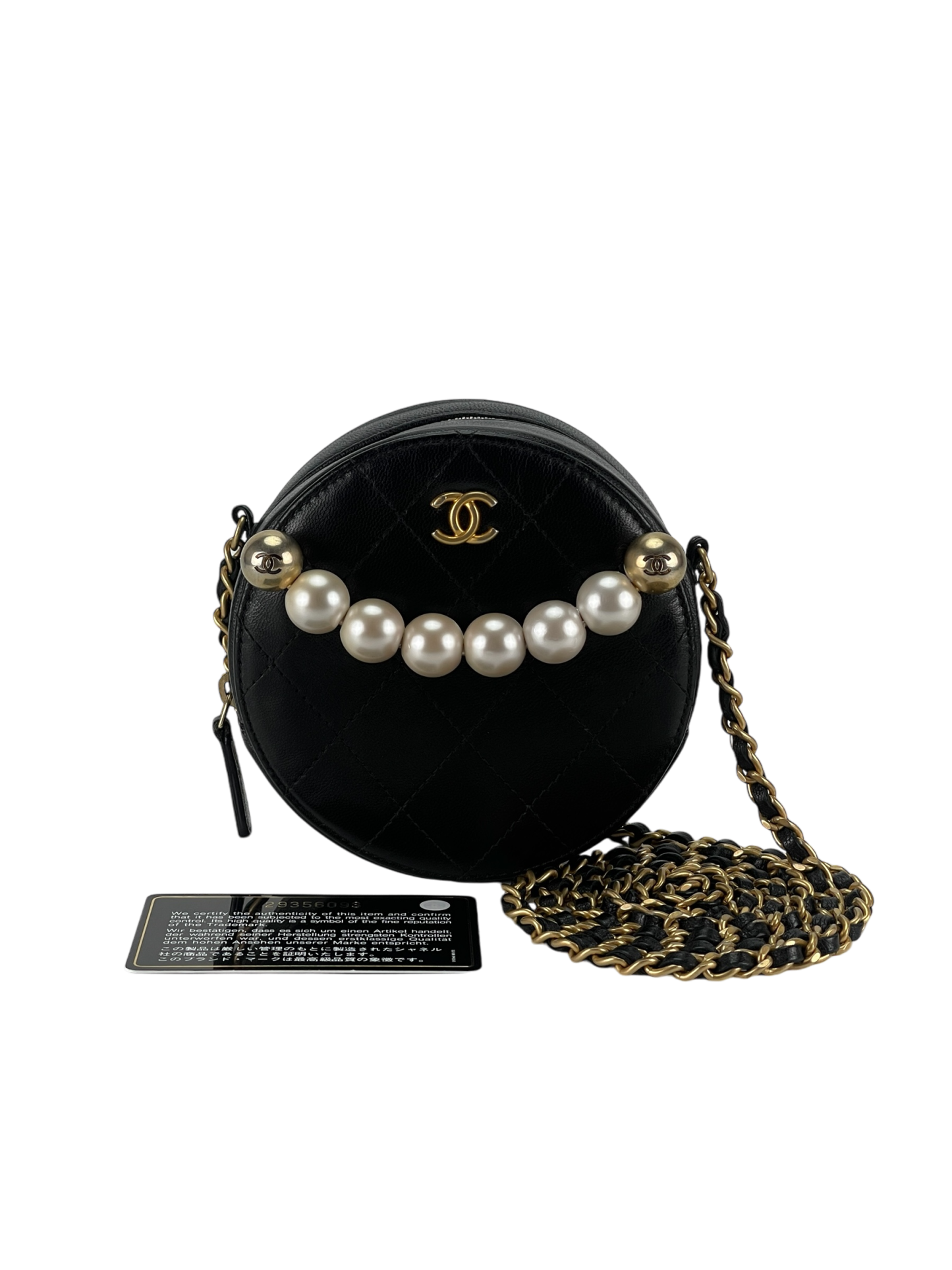 CHANEL - Pearl Round Black Mini Bag