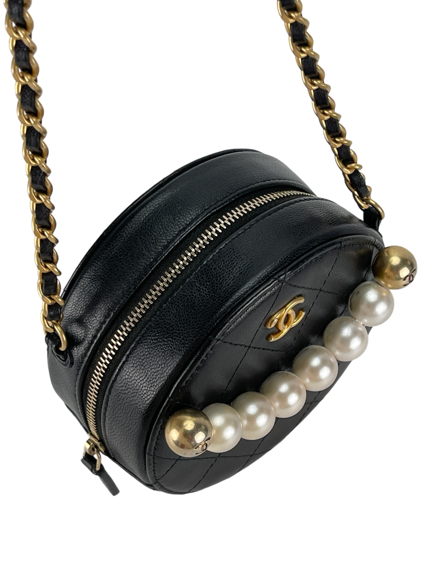CHANEL - Pearl Round Black Mini Bag