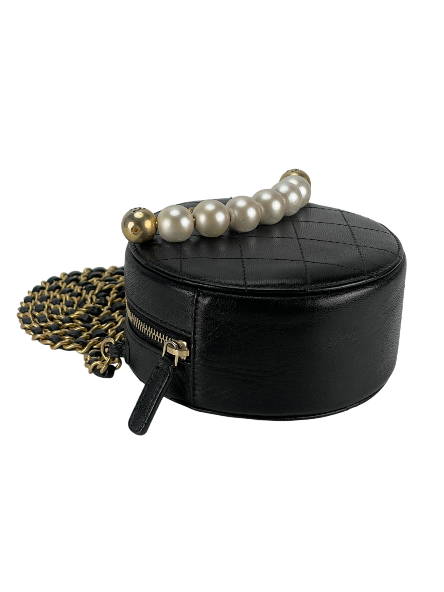 CHANEL - Pearl Round Black Mini Bag