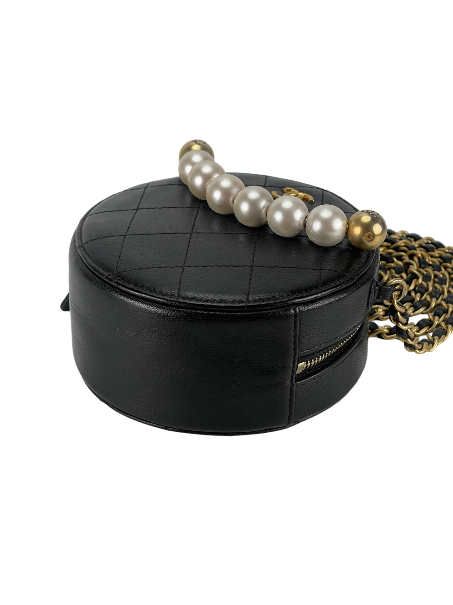 CHANEL - Pearl Round Black Mini Bag