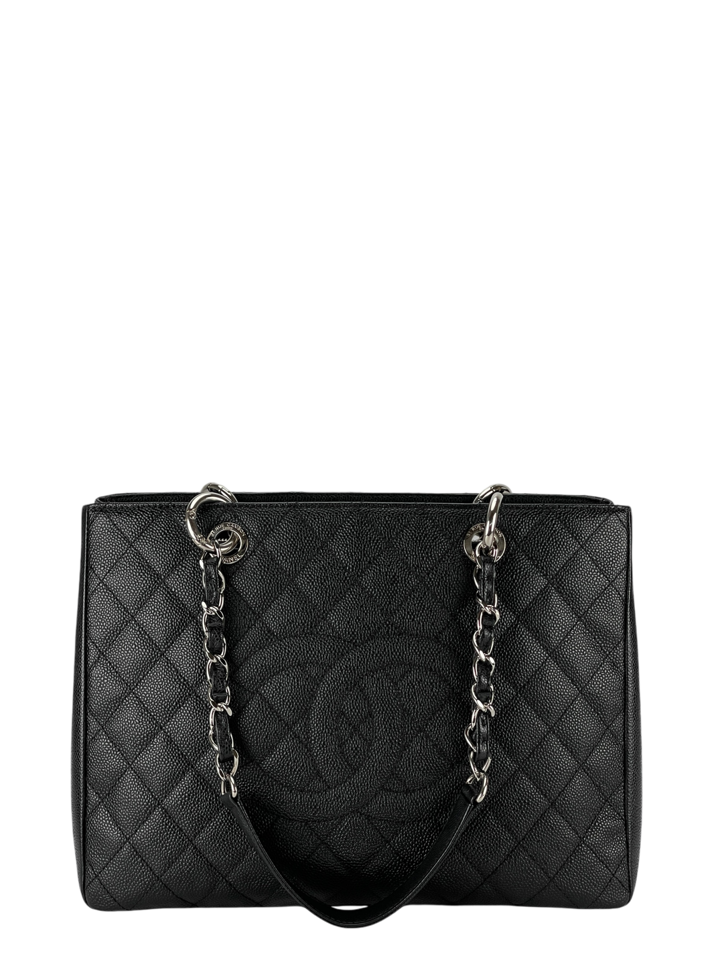 CHANEL - Black Caviar Quilted Leather Grand Shopping Tote Bag