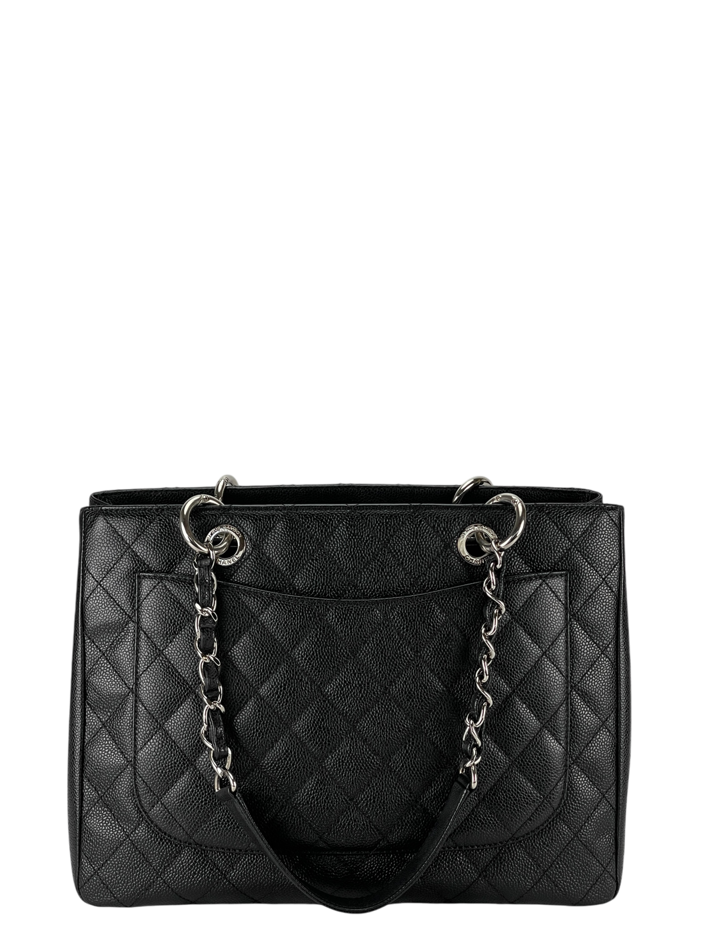 CHANEL - Black Caviar Quilted Leather Grand Shopping Tote Bag