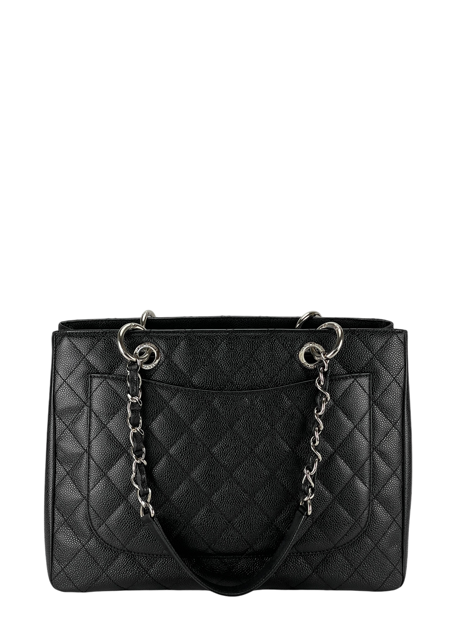 CHANEL - Black Caviar Quilted Leather Grand Shopping Tote Bag