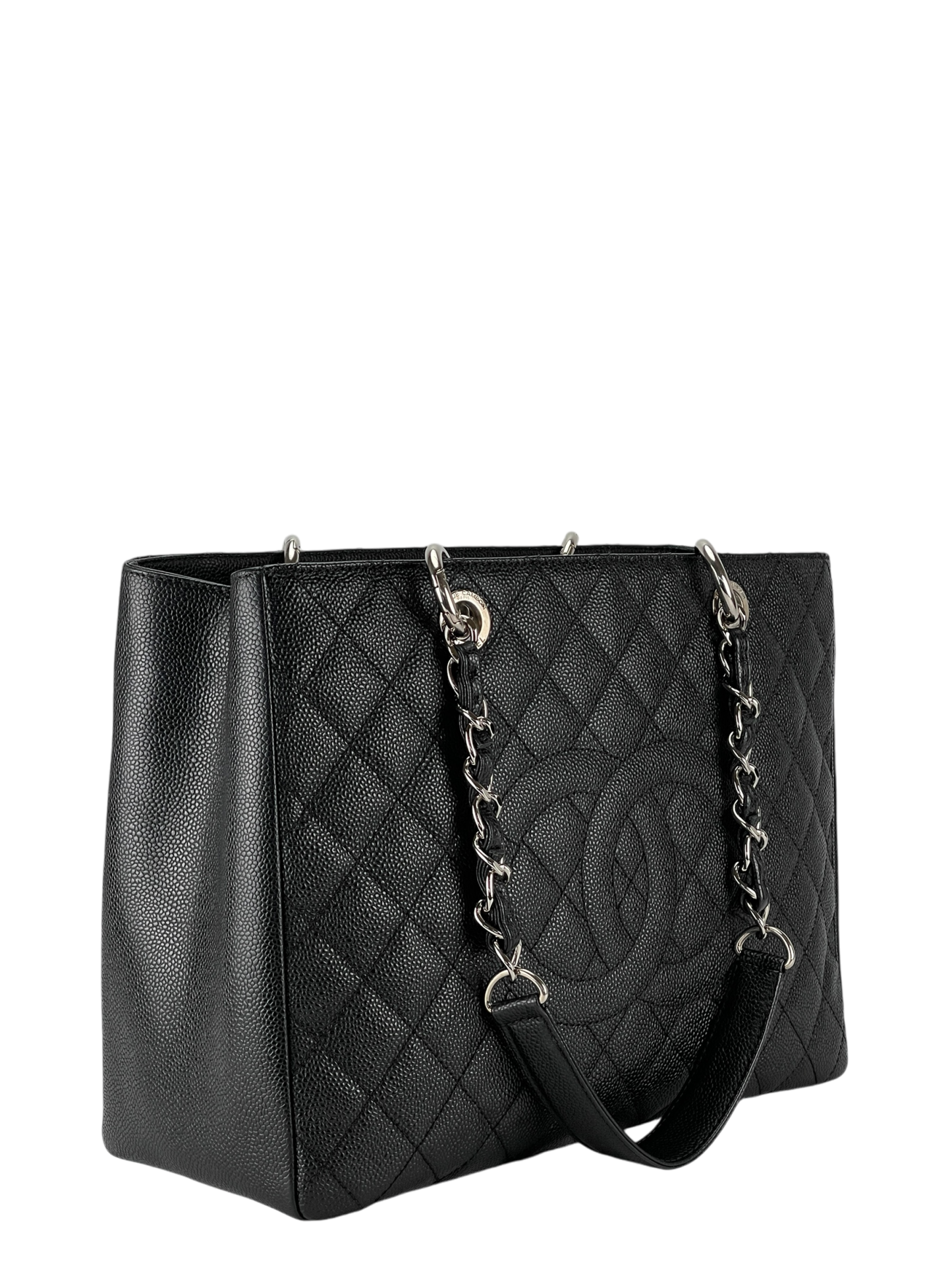 CHANEL - Black Caviar Quilted Leather Grand Shopping Tote Bag