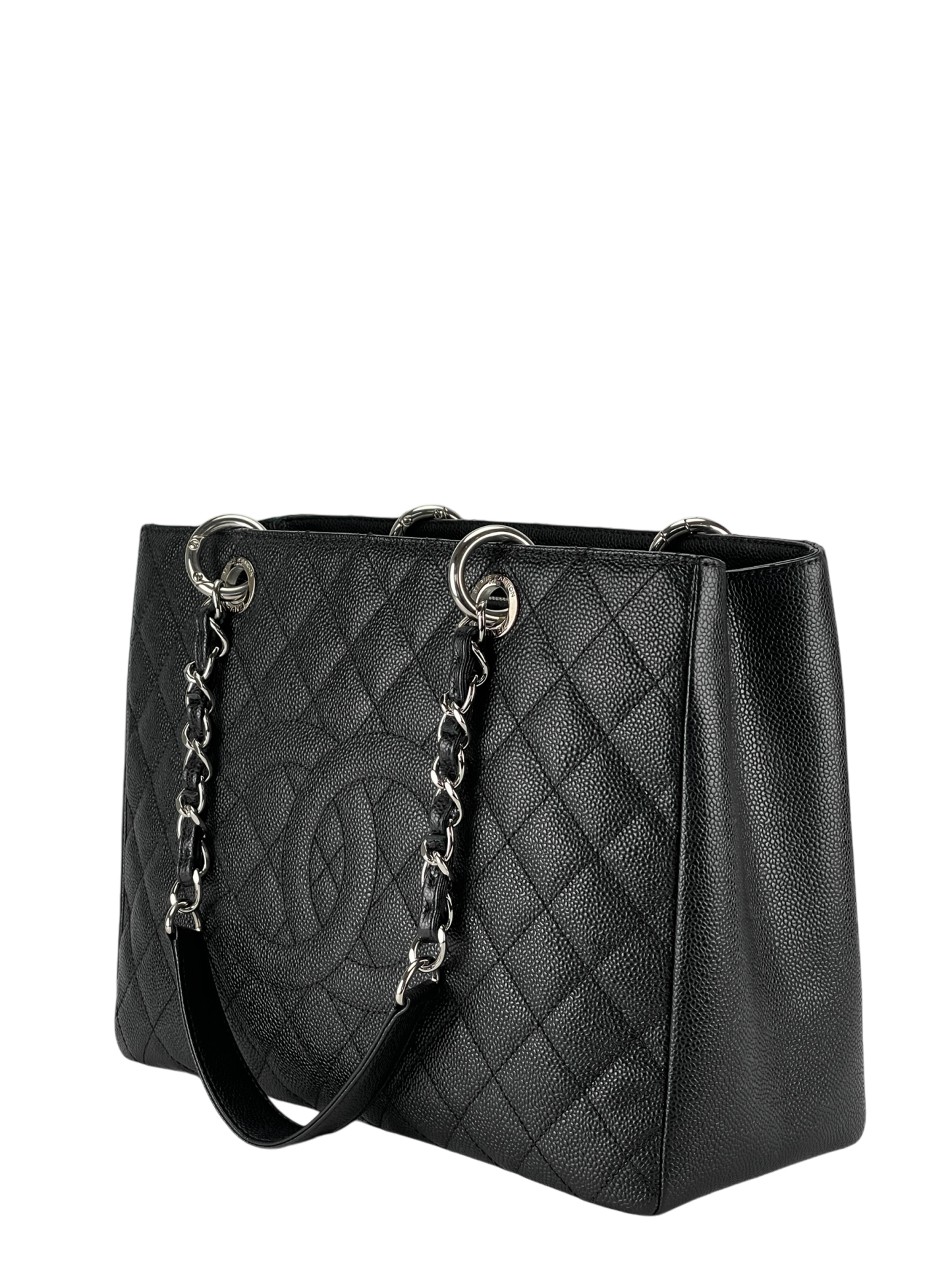 CHANEL - Black Caviar Quilted Leather Grand Shopping Tote Bag