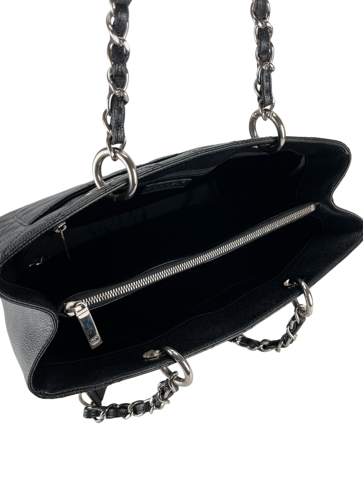 CHANEL - Black Caviar Quilted Leather Grand Shopping Tote Bag
