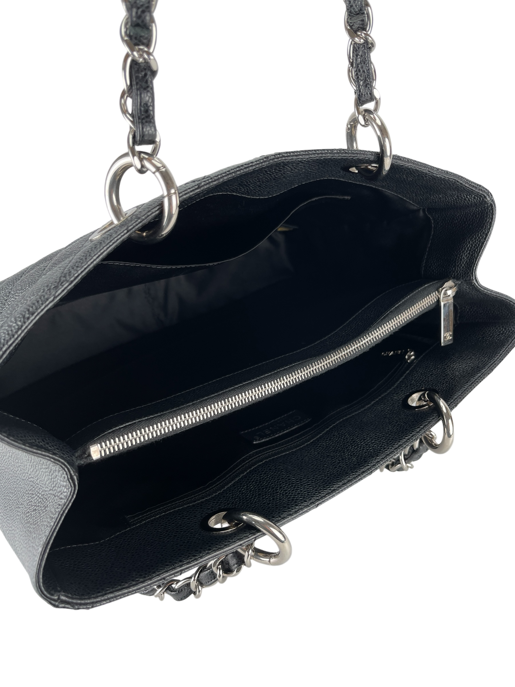 CHANEL - Black Caviar Quilted Leather Grand Shopping Tote Bag