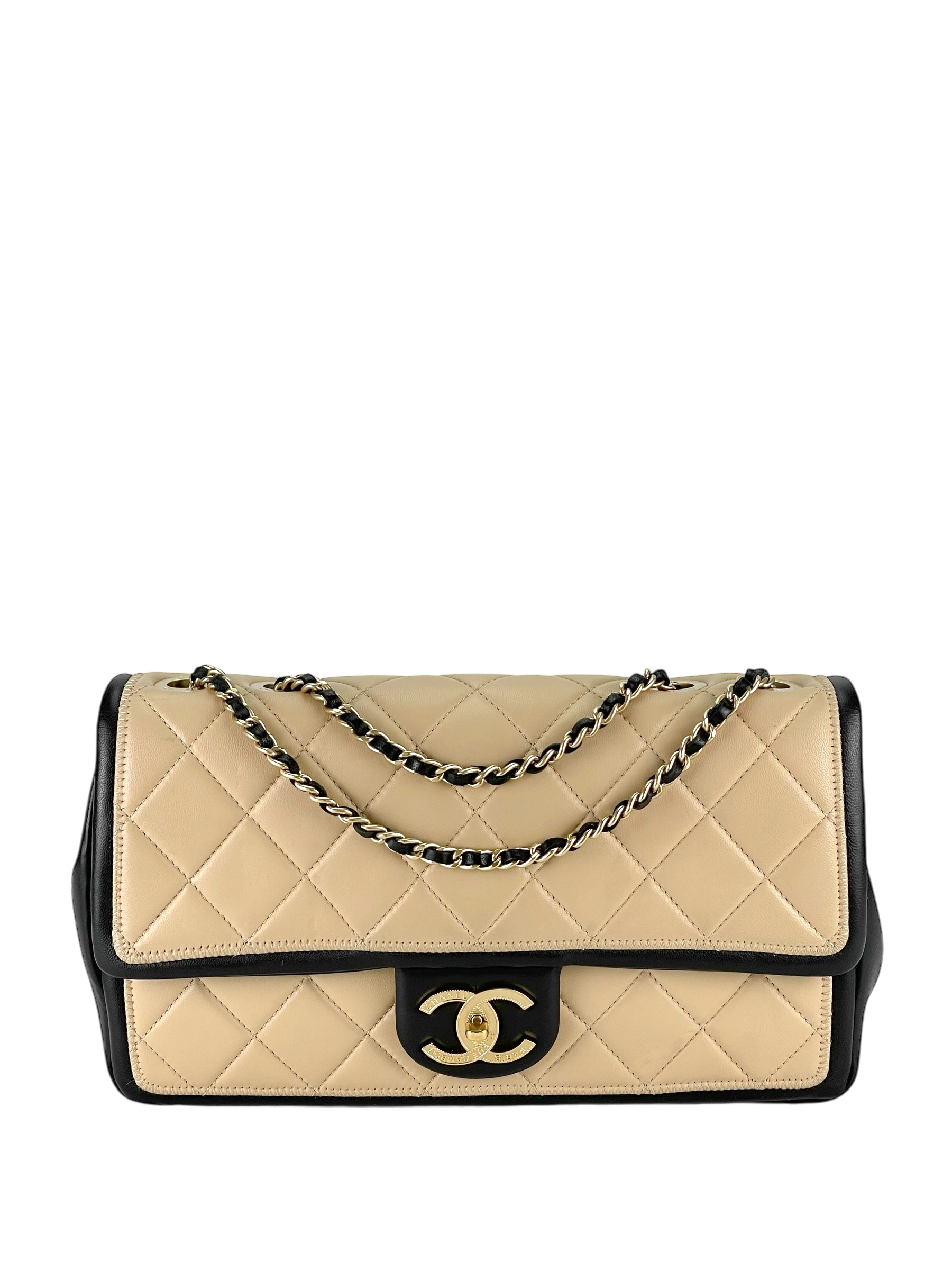CHANEL - Calfskin Quilted Graphic Medium Flag Bag  