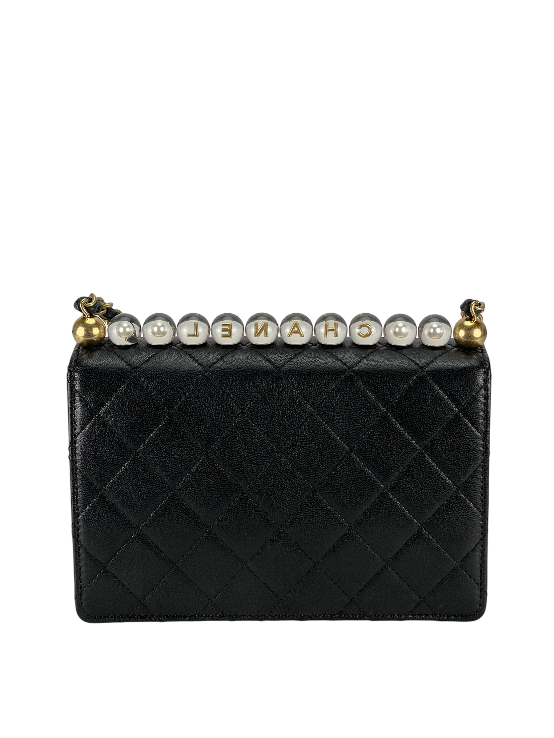 CHANEL - Goatskin Quilted Small Chic Pearls Flap Black