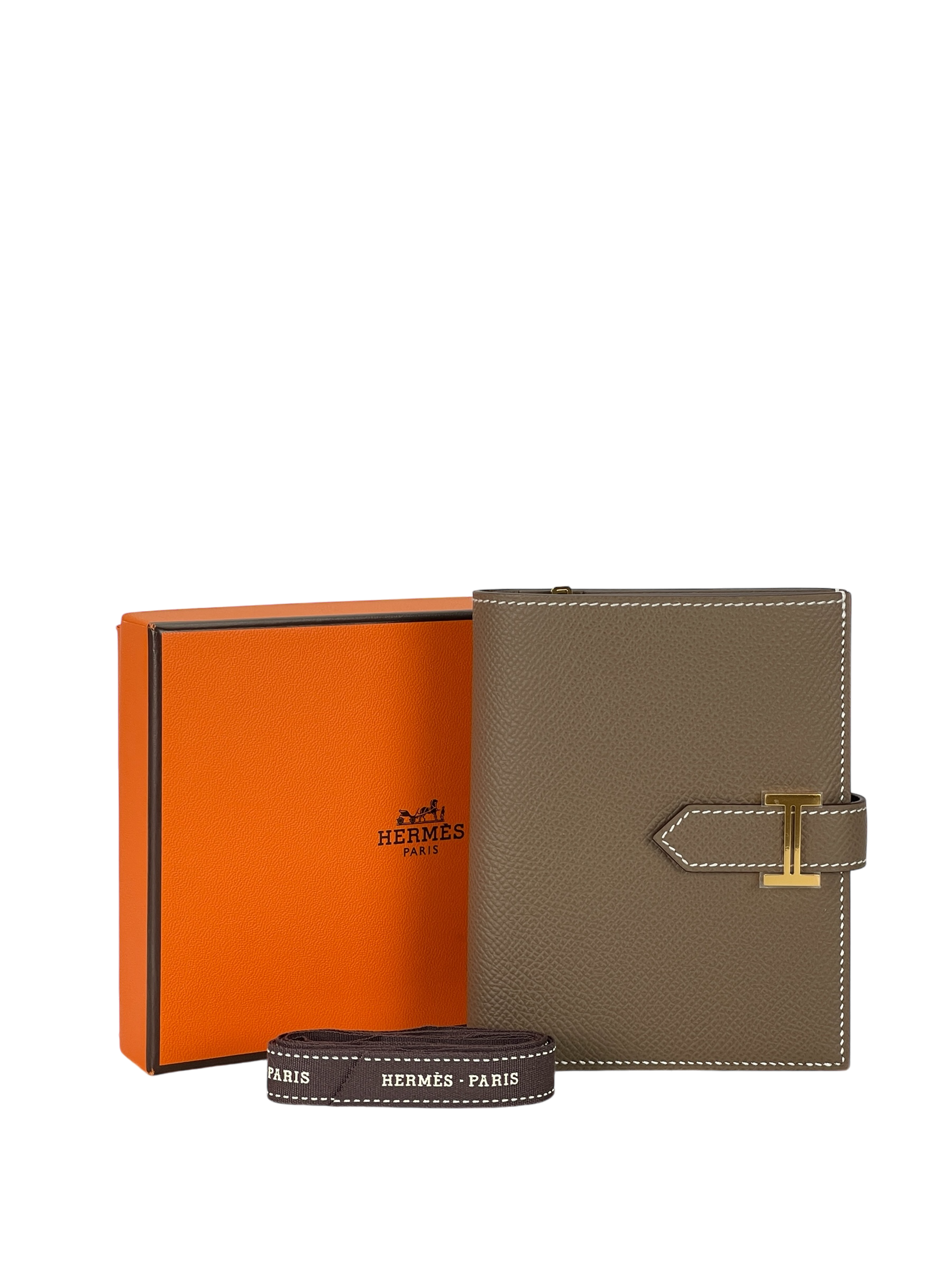 HERMES - Bearn Mini wallet Etoupe Epsom Gold Hardware